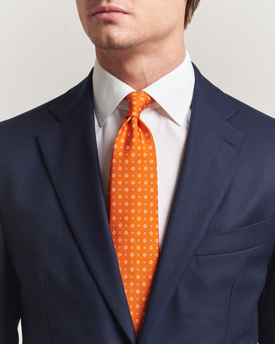 Hombres | Corbatas | E. Marinella | 3-Fold Printed Silk Tie Orange