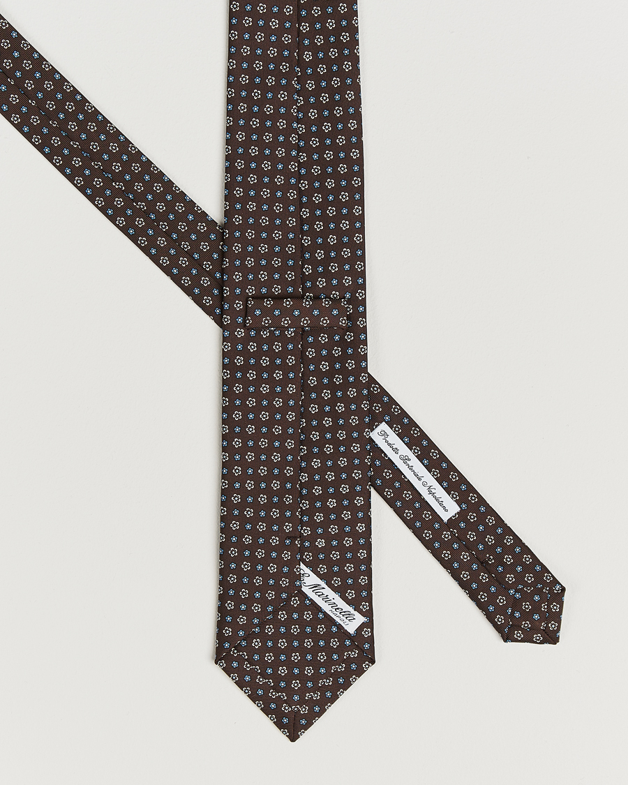 Hombres | Corbatas | E. Marinella | 3-Fold Printed Silk Tie Brown