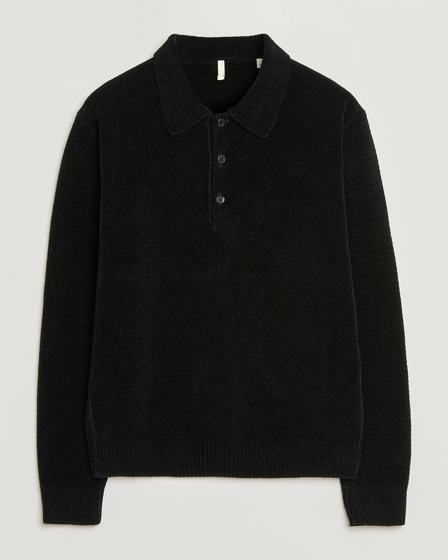 Hombres | Polos | Sunflower | Chenile Long Sleeve Polo Black