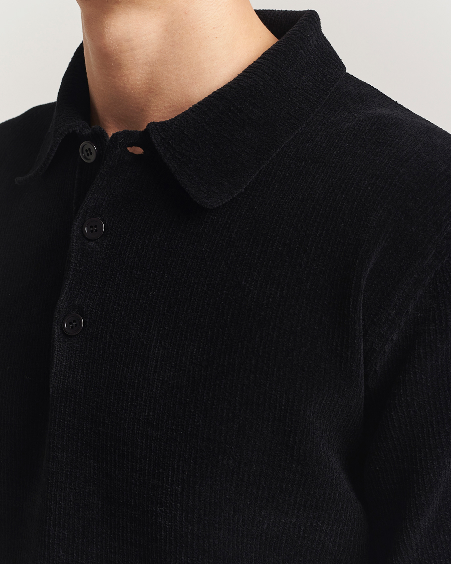 Hombres | Polos | Sunflower | Chenile Long Sleeve Polo Black