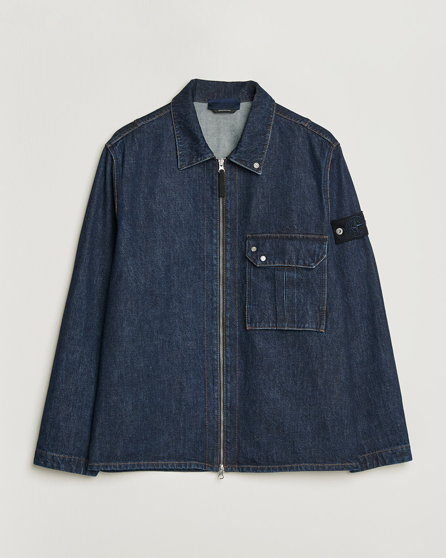 Hombres | Abrigos y chaquetas | Stone Island | Denim Zip Shirt Jacket Blue Rinse