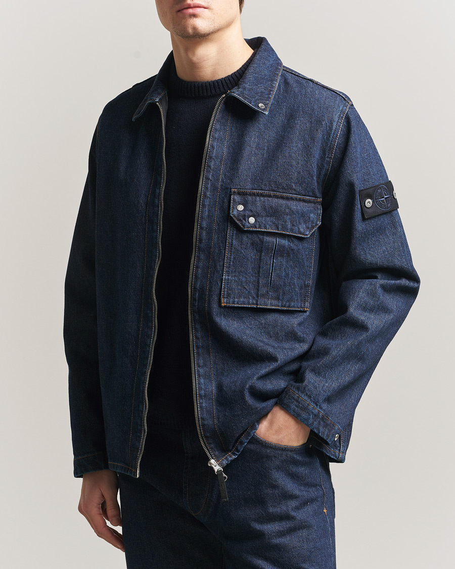 Hombres | Abrigos y chaquetas | Stone Island | Denim Zip Shirt Jacket Blue Rinse