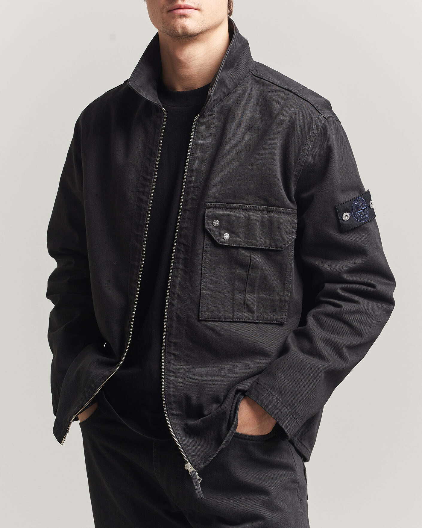 Hombres | Abrigos y chaquetas | Stone Island | Denim Zip Overshirt Black