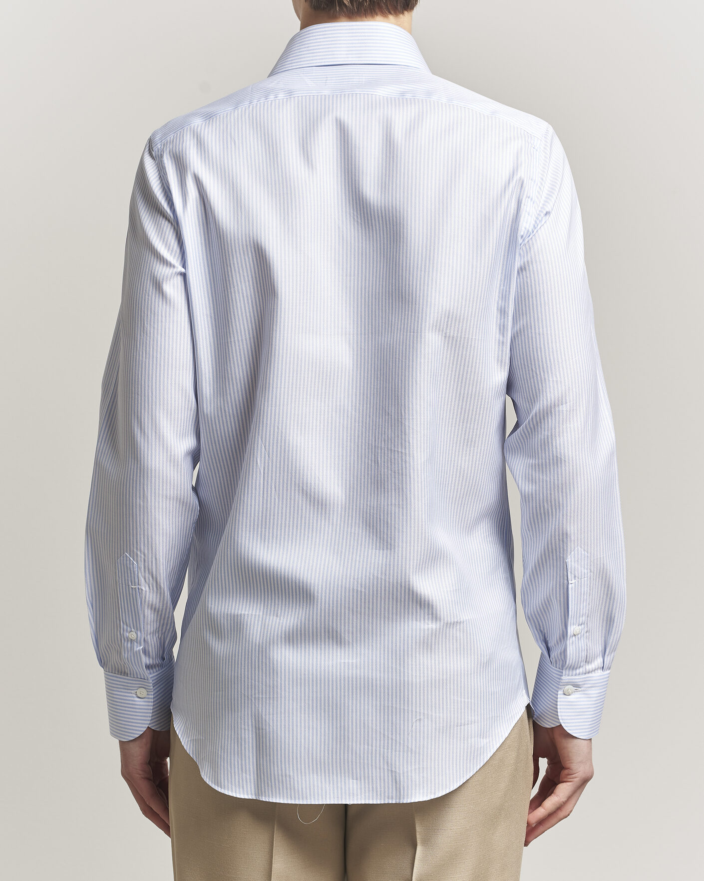 Hombres | Camisas | Finamore Napoli | Milano Slim Royal Oxford Dress Shirt Light Blue Stripe