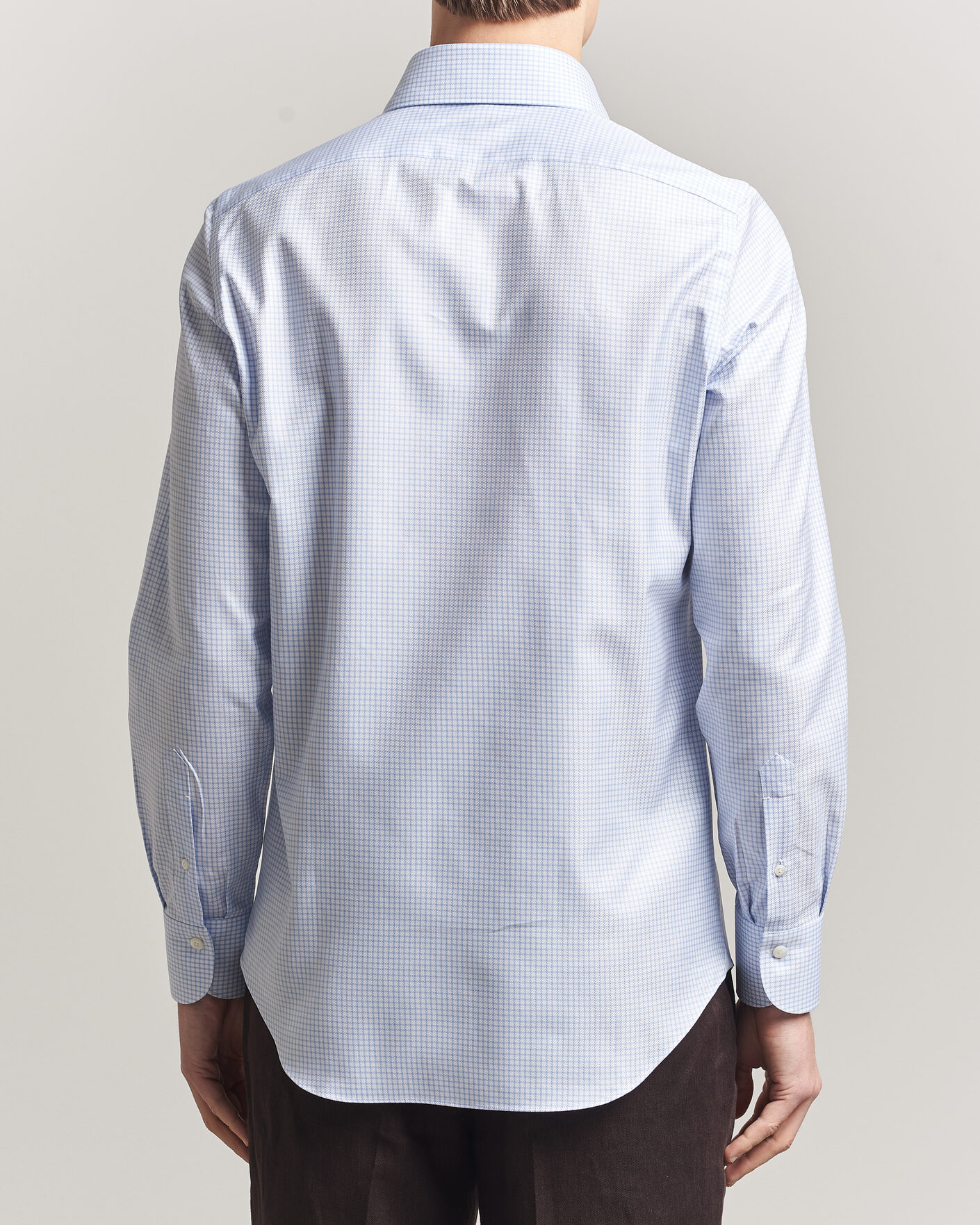 Hombres | Camisas | Finamore Napoli | Milano Slim Twill Shirt Light Blue Check