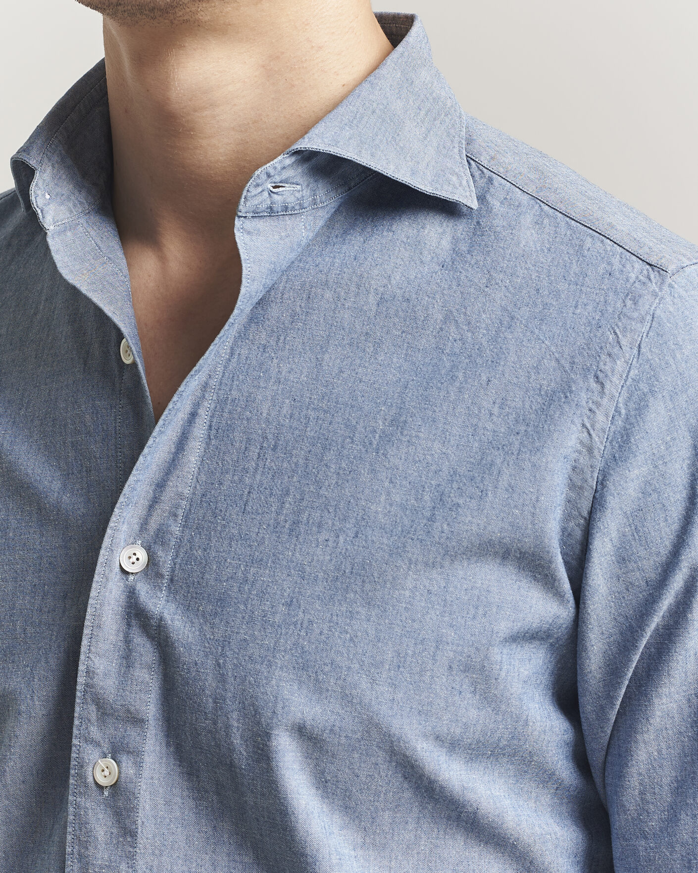 Hombres | Camisas | Finamore Napoli | Gaeta Chambray Shirt Light Blue