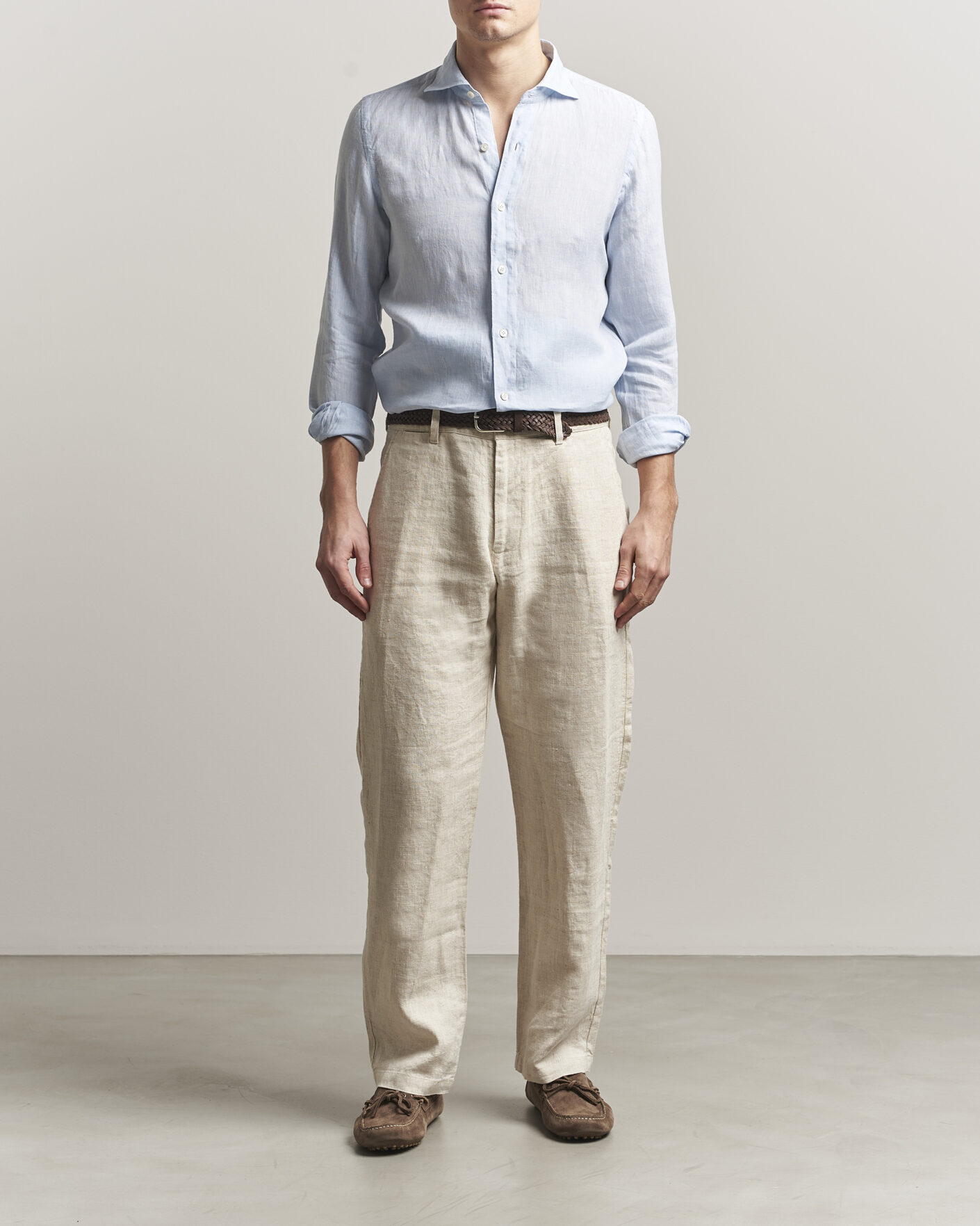 Hombres | Camisas | Finamore Napoli | Gaeta Linen Shirt Light Blue