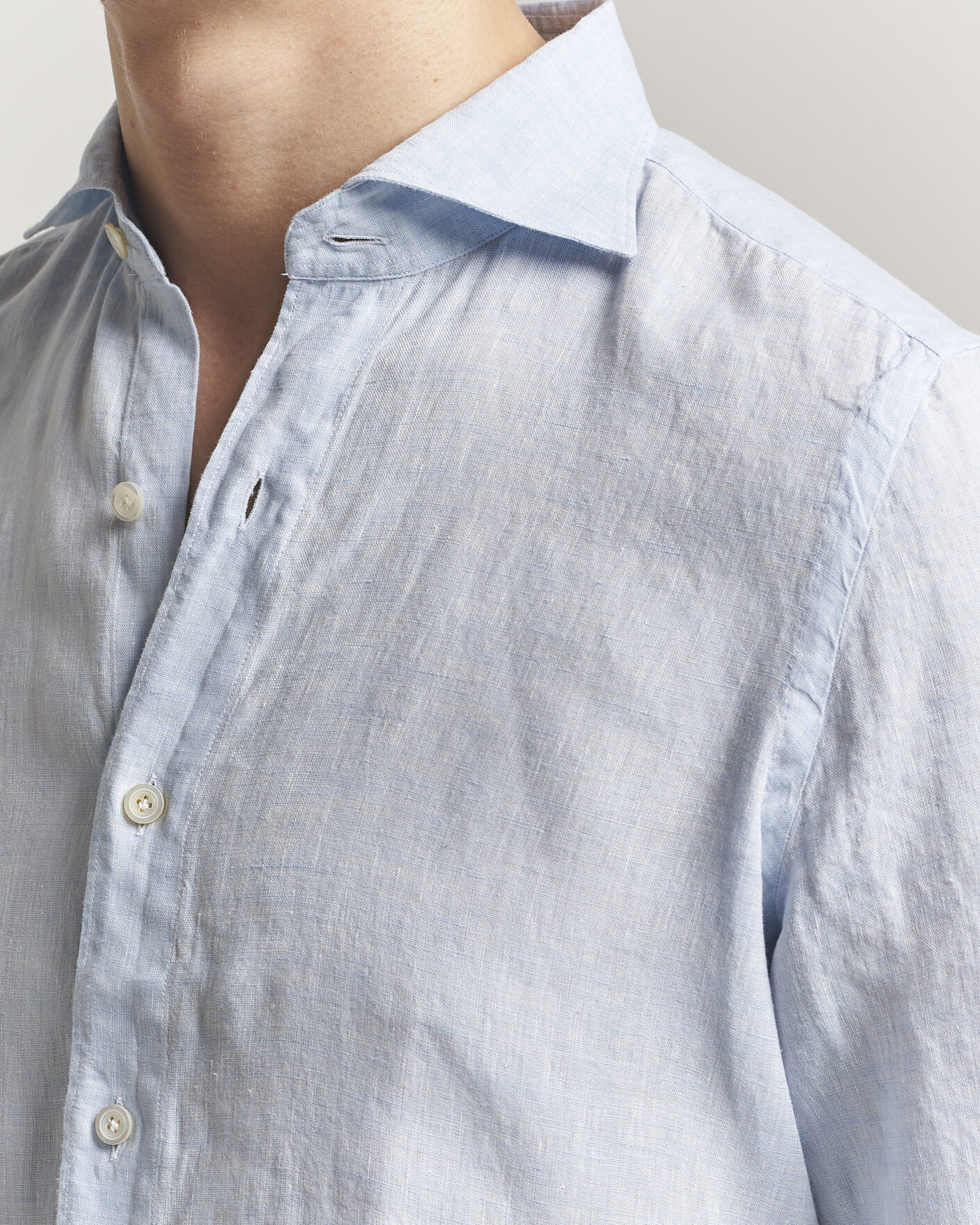 Hombres | Camisas | Finamore Napoli | Gaeta Linen Shirt Light Blue
