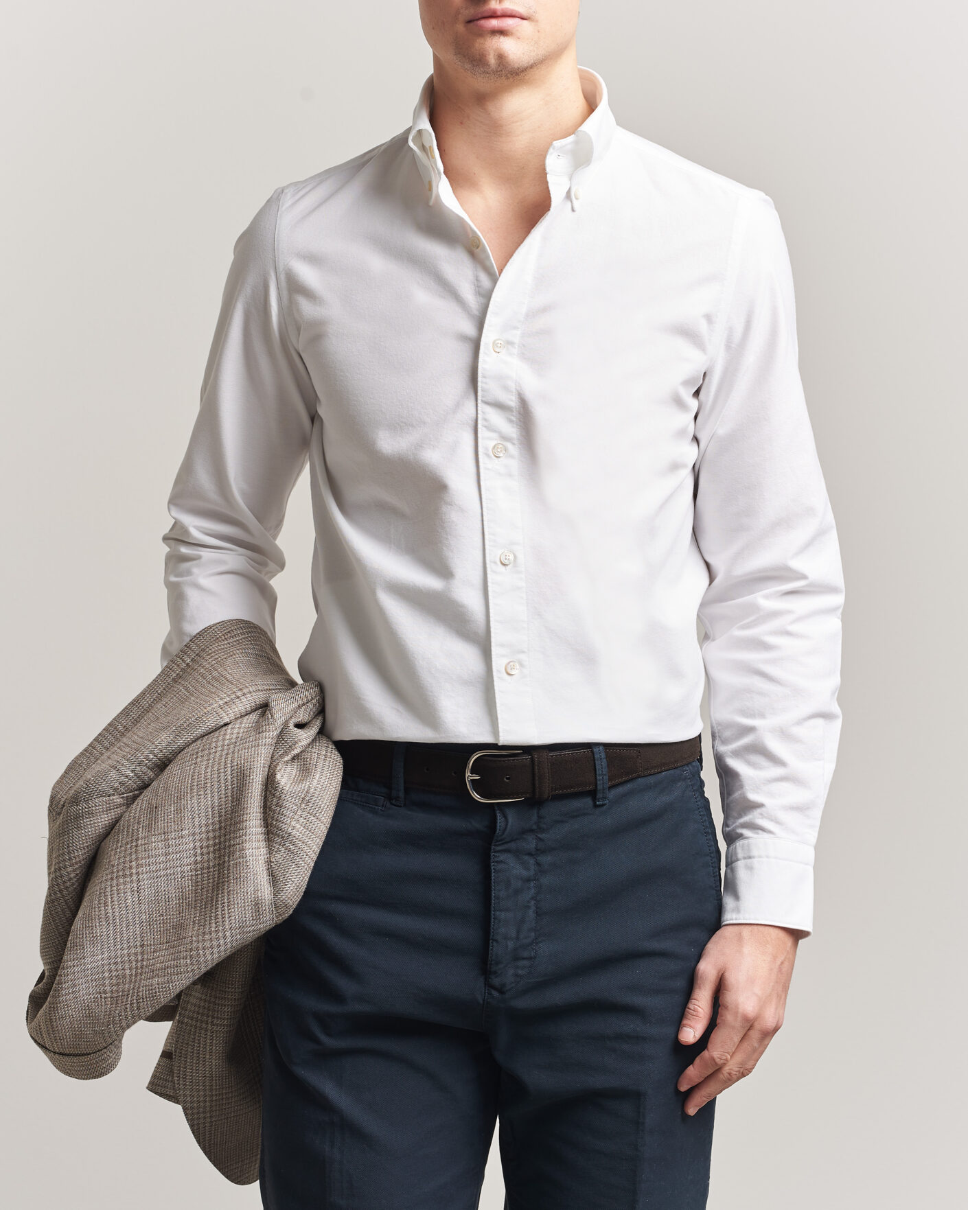 Hombres | Camisas | Finamore Napoli | Gaeta Oxford Button Down Shirt White