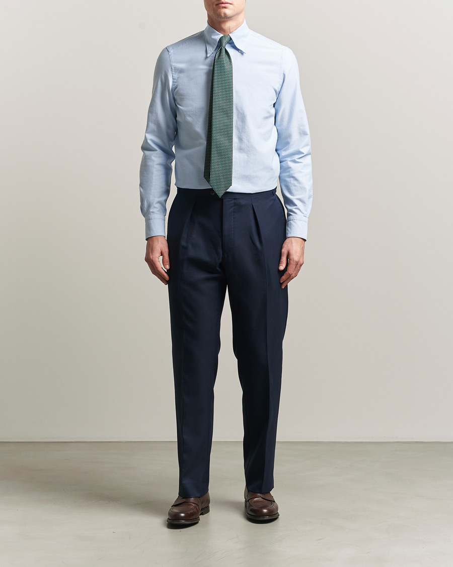 Hombres | Camisas | Finamore Napoli | Gaeta Oxford Button Down Shirt Light Blue