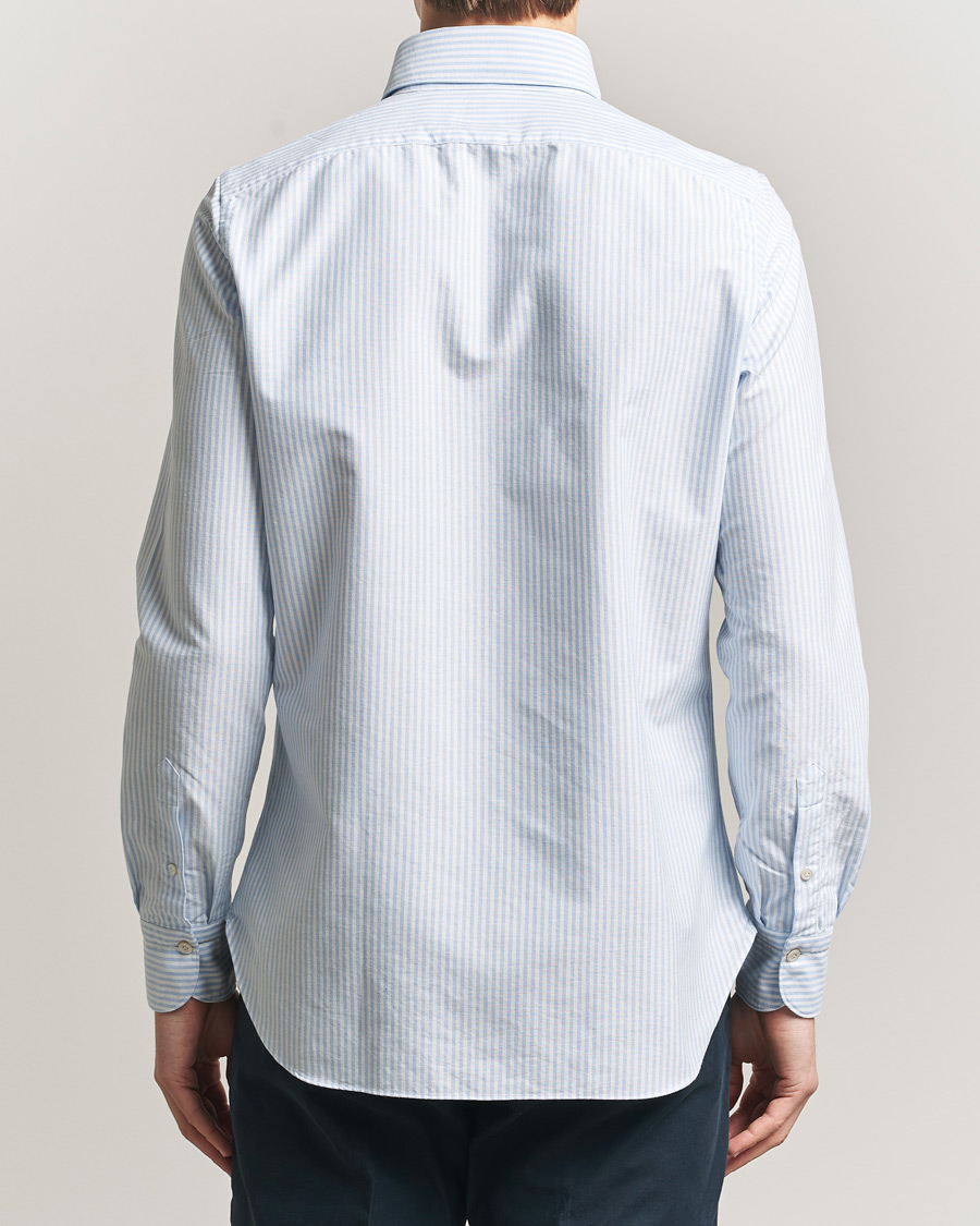 Hombres | Camisas | Finamore Napoli | Gaeta Oxford Button Down Shirt Light Blue Stripe