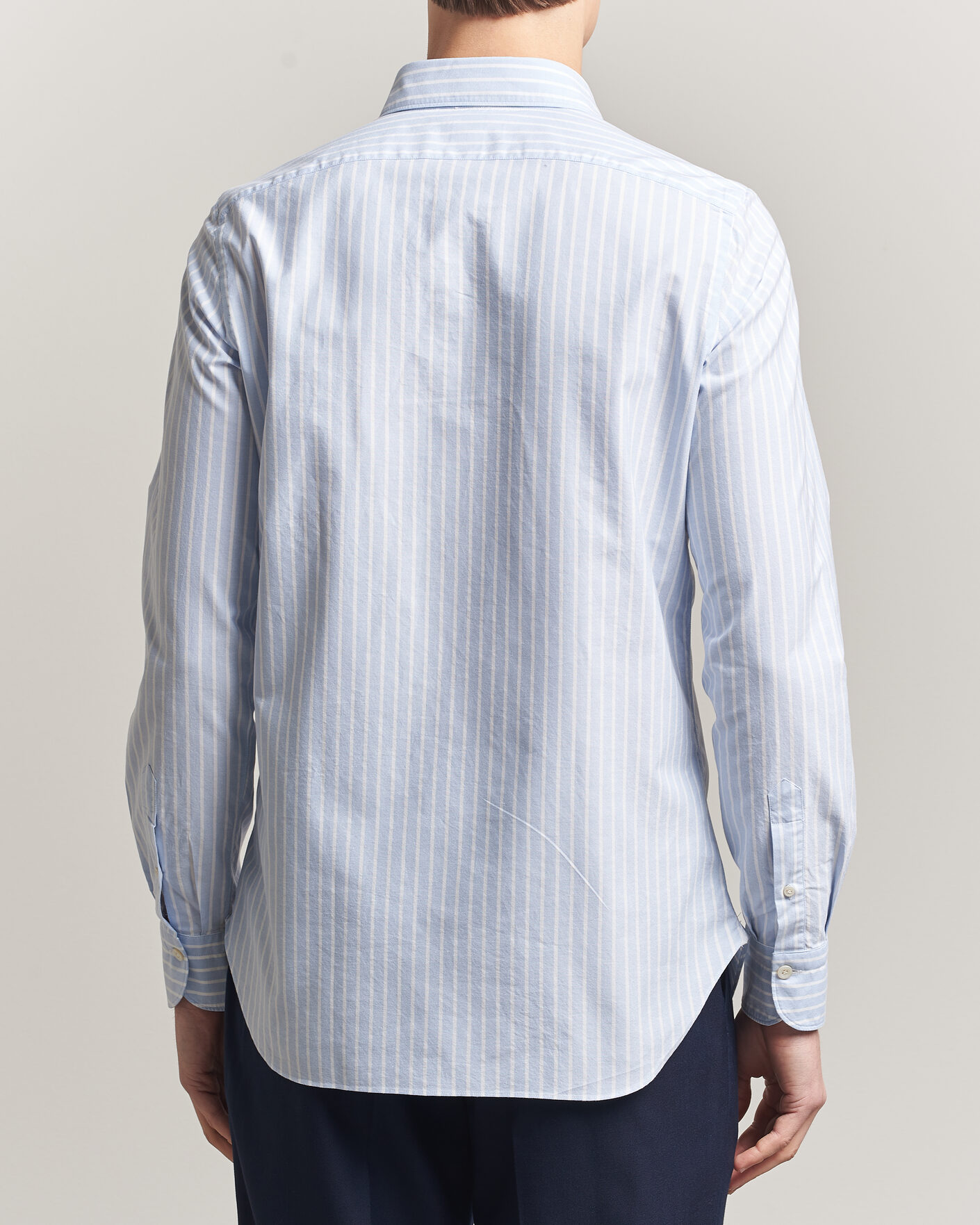 Hombres | Camisas | Finamore Napoli | Gaeta Pinpoint Oxford Shirt Light Blue Stripe