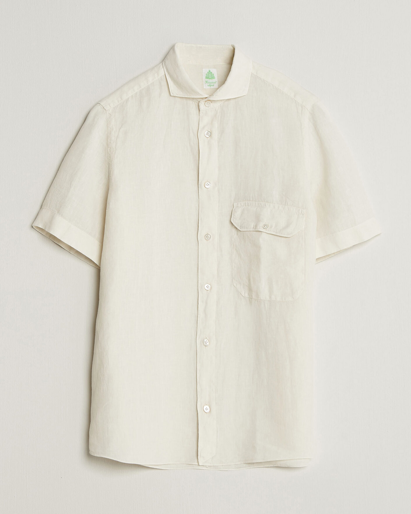 Hombres | Camisas | Finamore Napoli | Linen Short Sleeve Sport Shirt Off White