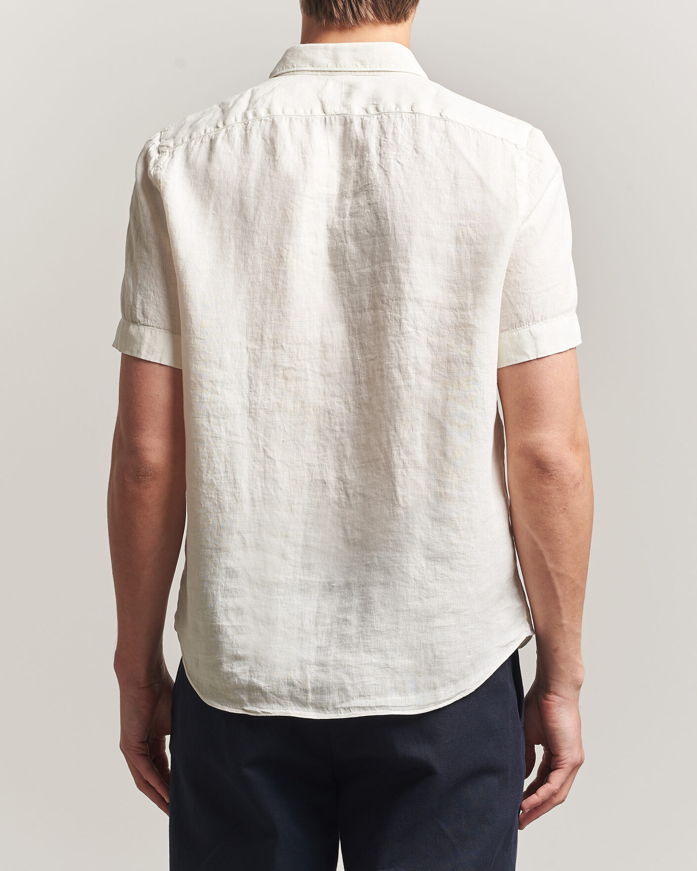 Hombres | Camisas | Finamore Napoli | Linen Short Sleeve Sport Shirt Off White