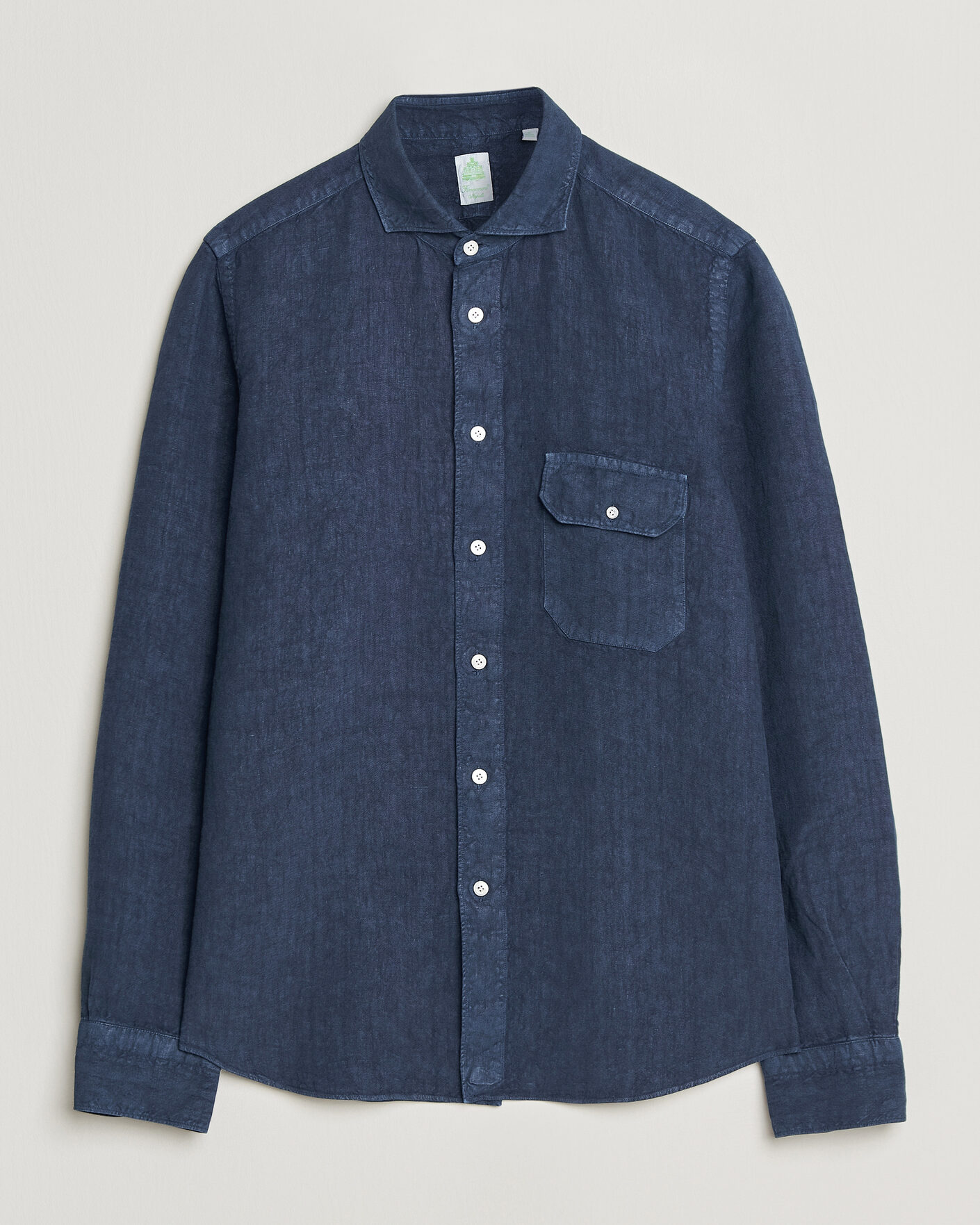 Hombres | Camisas | Finamore Napoli | Salina Garment Dyed Linen Overshirt Navy