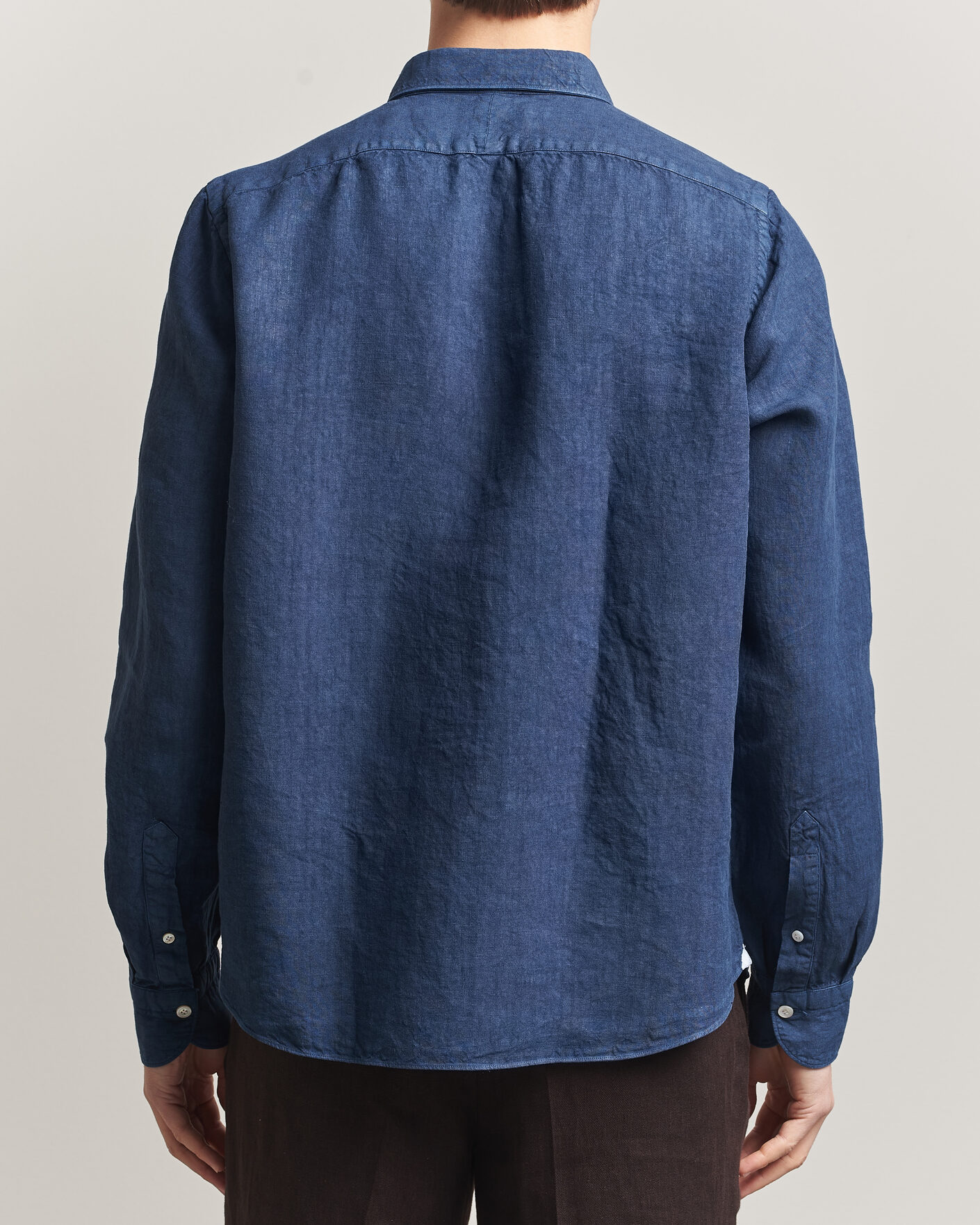 Hombres | Camisas | Finamore Napoli | Salina Garment Dyed Linen Overshirt Navy