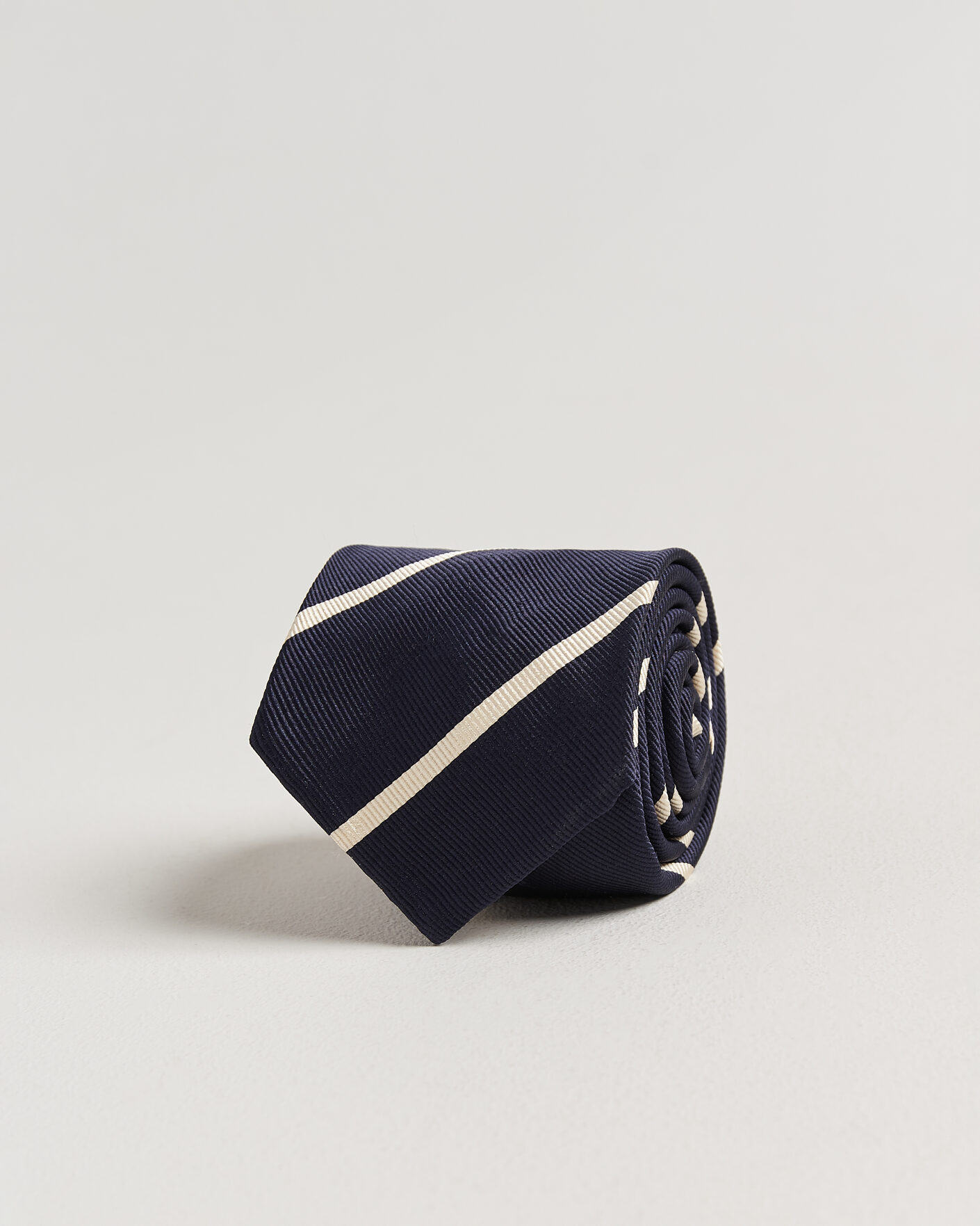 Hombres | Corbatas | Finamore Napoli | Regimental Stripe Silk Tie Navy/White