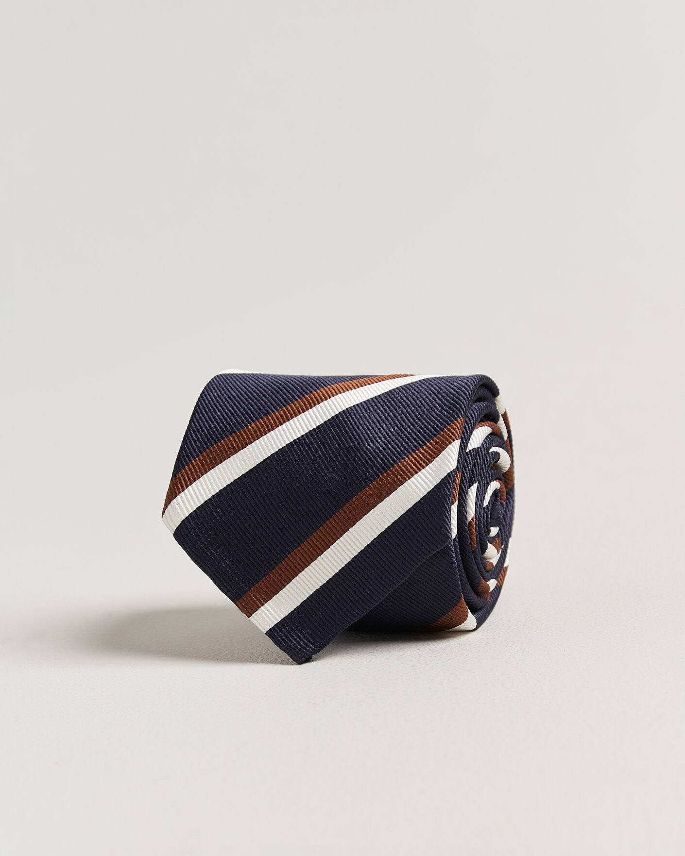 Hombres | Corbatas | Finamore Napoli | Regimental Stripe Silk Tie Navy/Brown