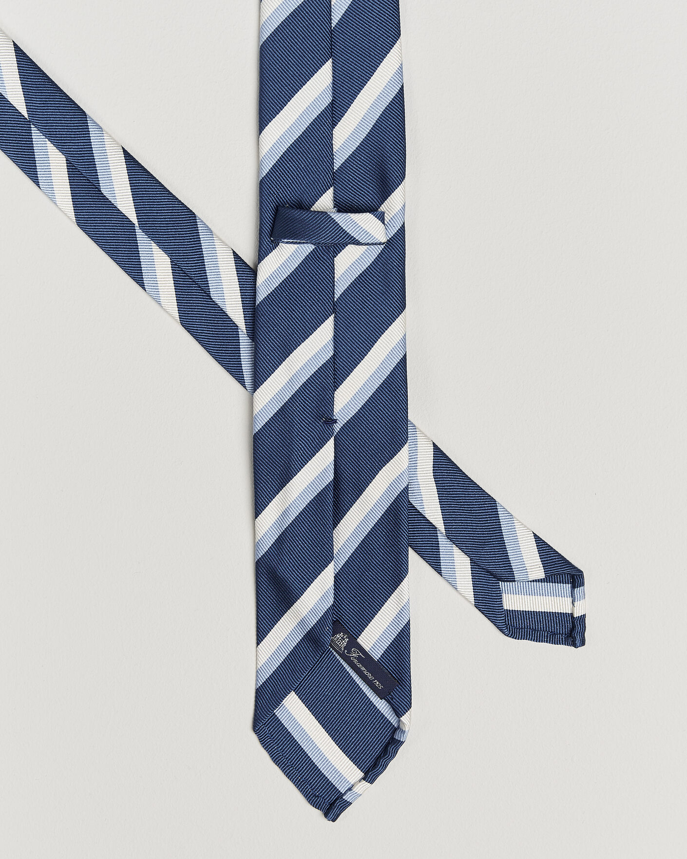 Hombres | Corbatas | Finamore Napoli | Regimental Stripe Silk Tie Blue/White