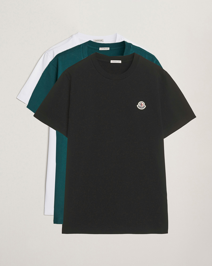 Hombres | Camisetas | Moncler | 3-Pack Logo T-Shirts Black/White/Green
