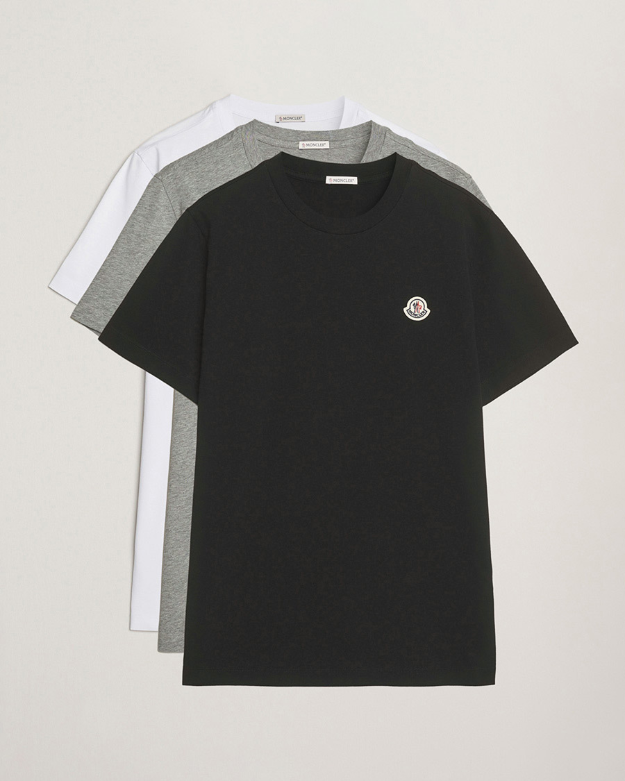 Hombres | Camisetas | Moncler | 3-Pack Logo T-Shirts Black/White/Grey