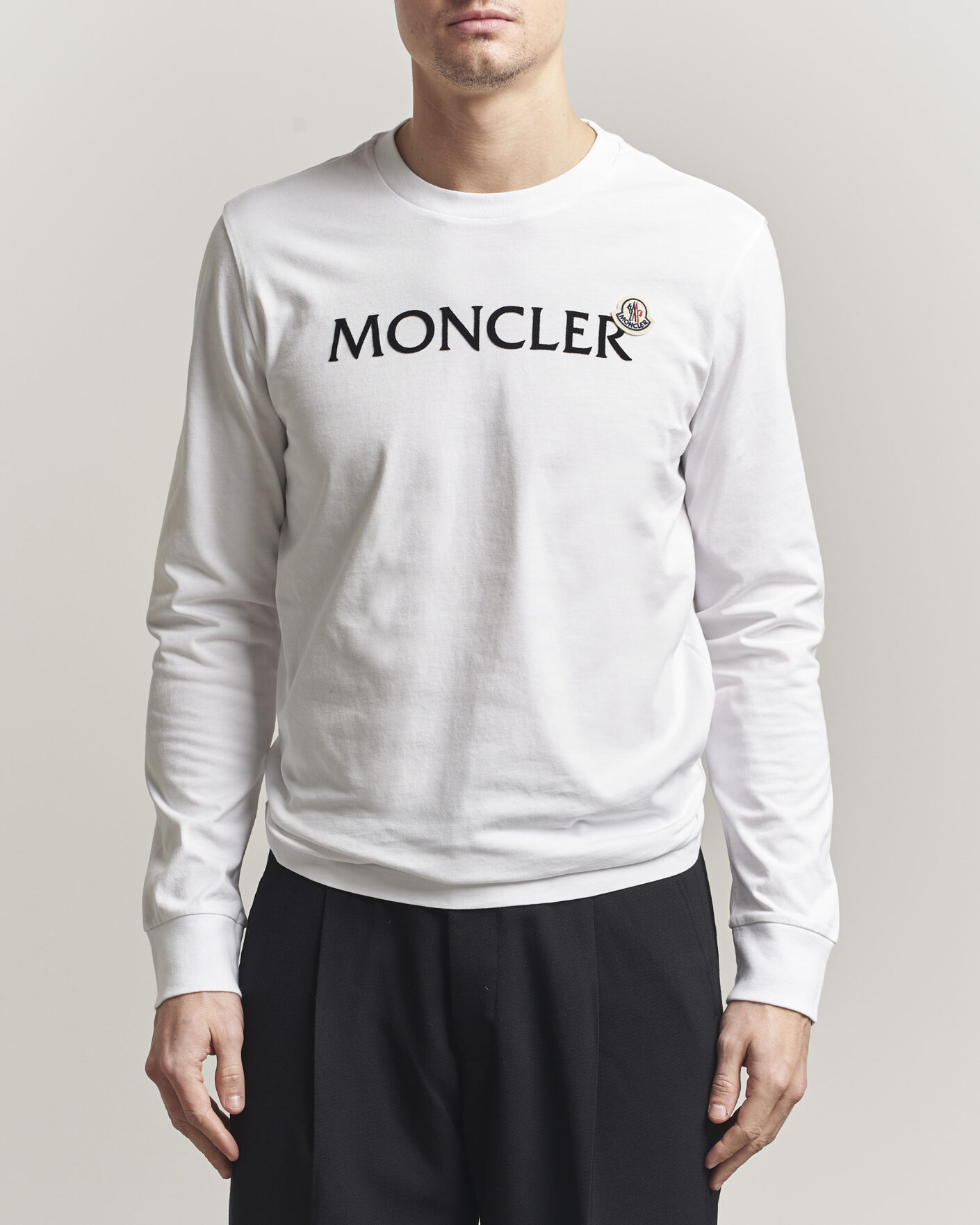 Hombres | Camisetas | Moncler | Lettering Logo Long Sleeve T-Shirt White