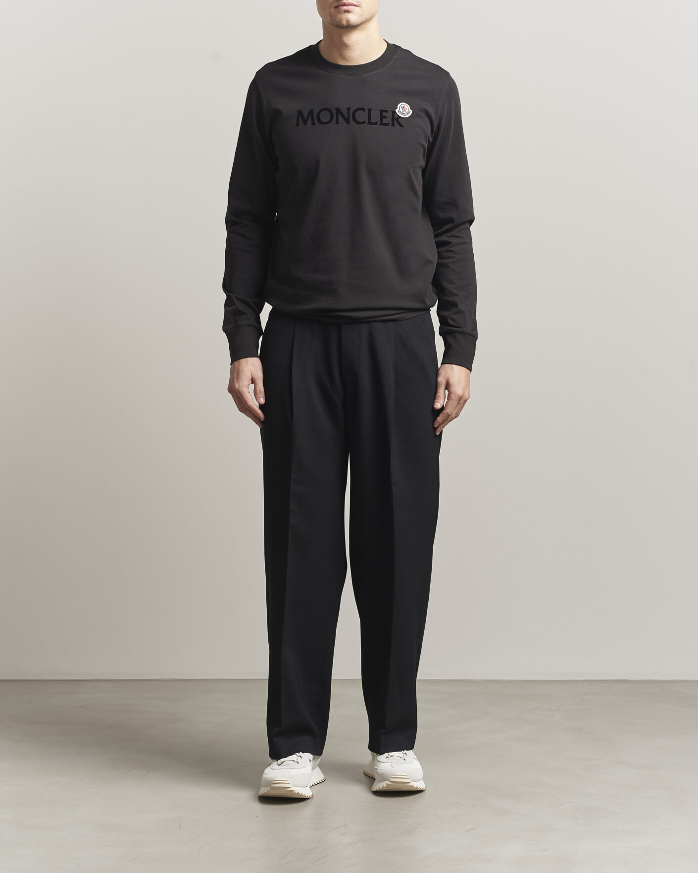 Hombres | Camisetas | Moncler | Lettering Logo Long Sleeve T-Shirt Black