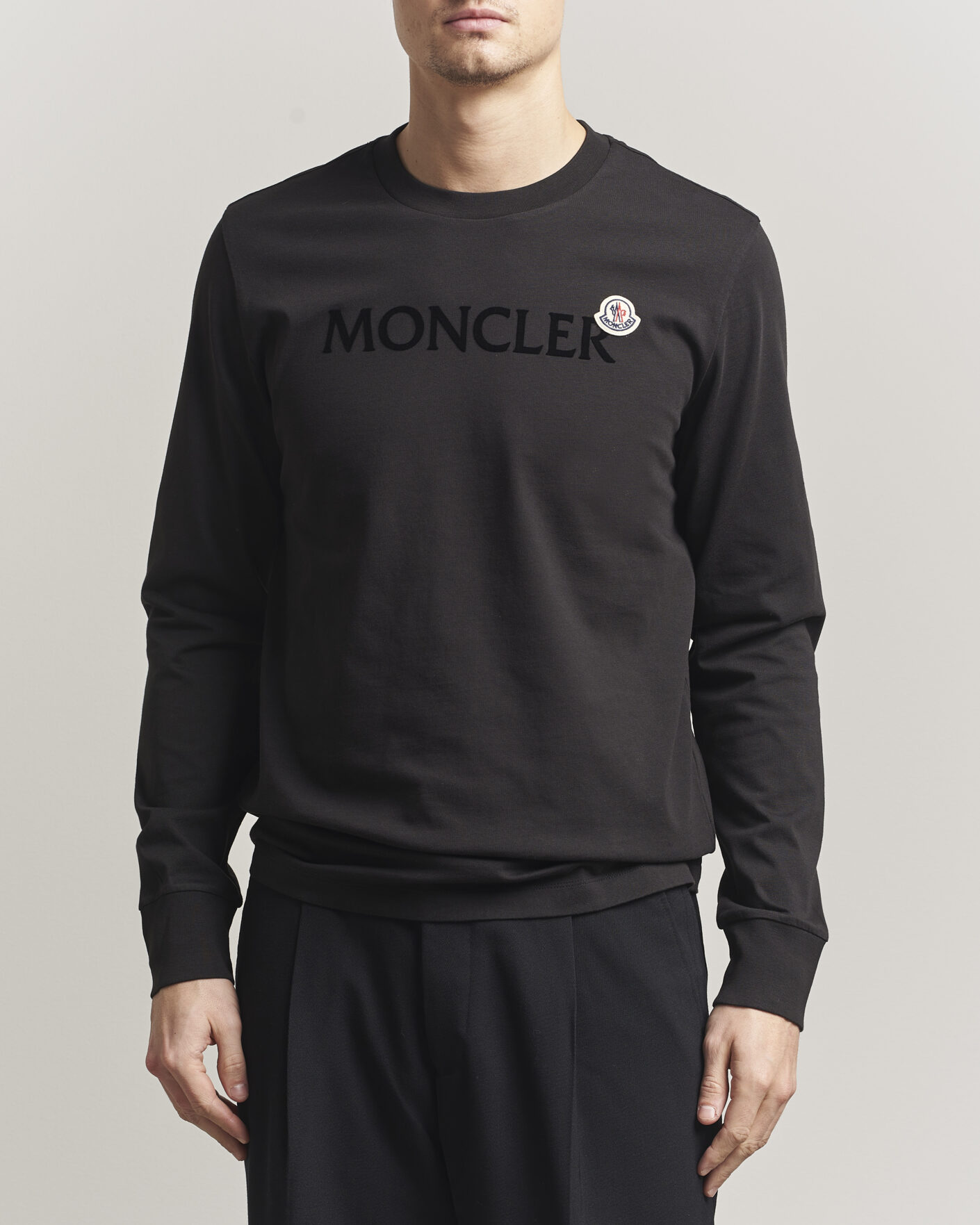 Hombres | Camisetas | Moncler | Lettering Logo Long Sleeve T-Shirt Black