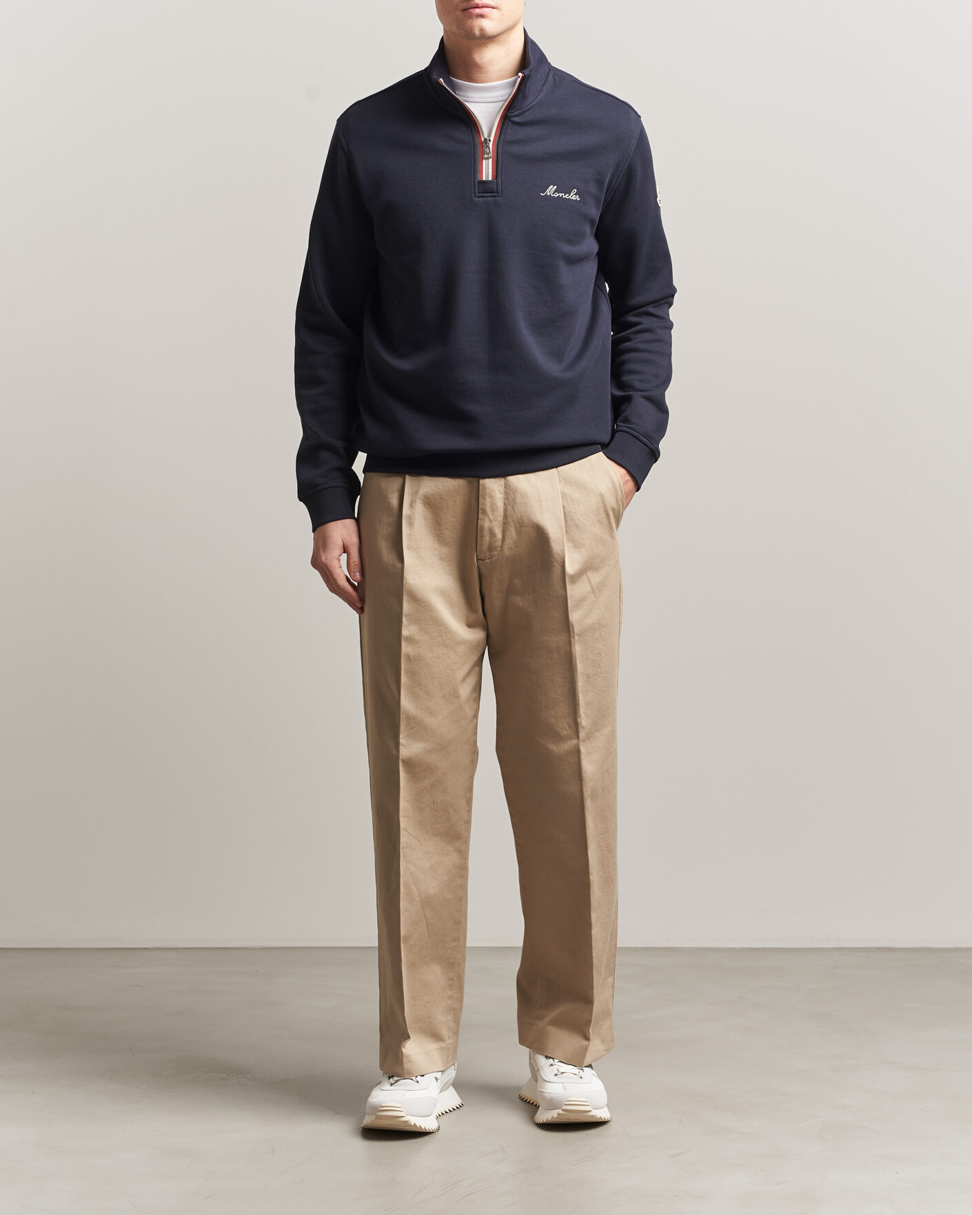 Hombres | Jerséis y prendas de punto | Moncler | Signature Logo Half Zip Navy