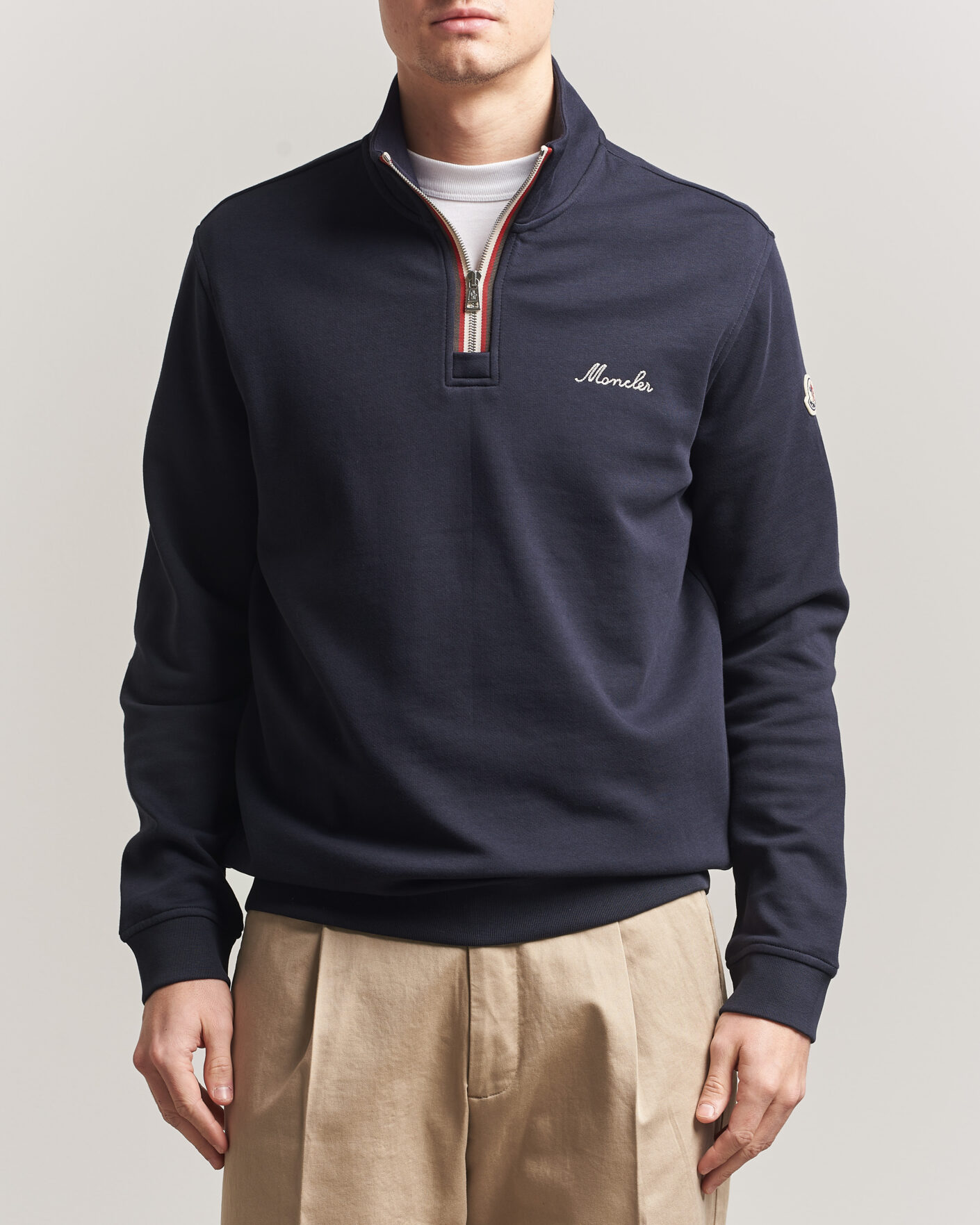 Hombres | Jerséis y prendas de punto | Moncler | Signature Logo Half Zip Navy