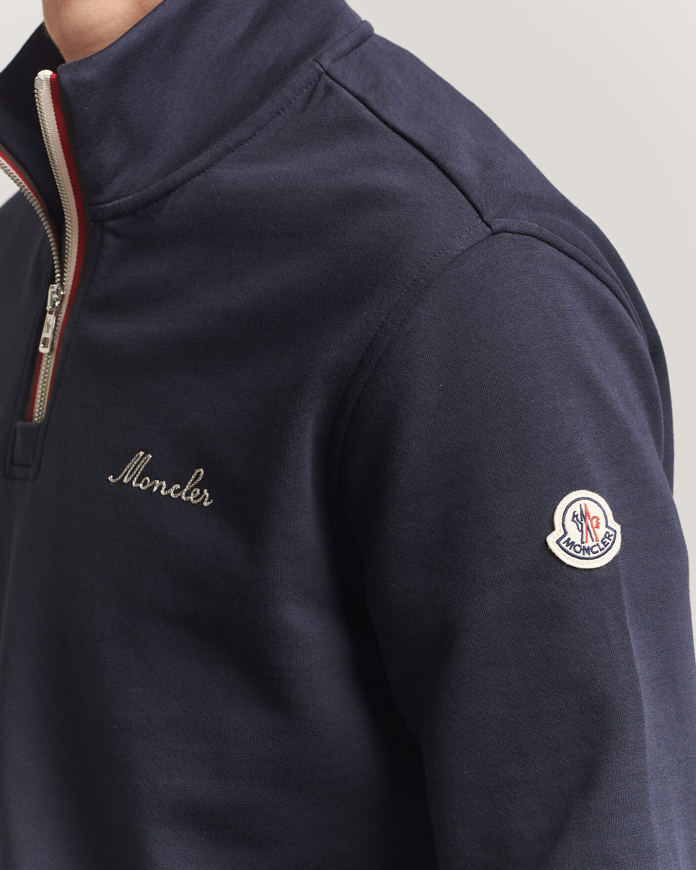 Hombres | Jerséis y prendas de punto | Moncler | Signature Logo Half Zip Navy