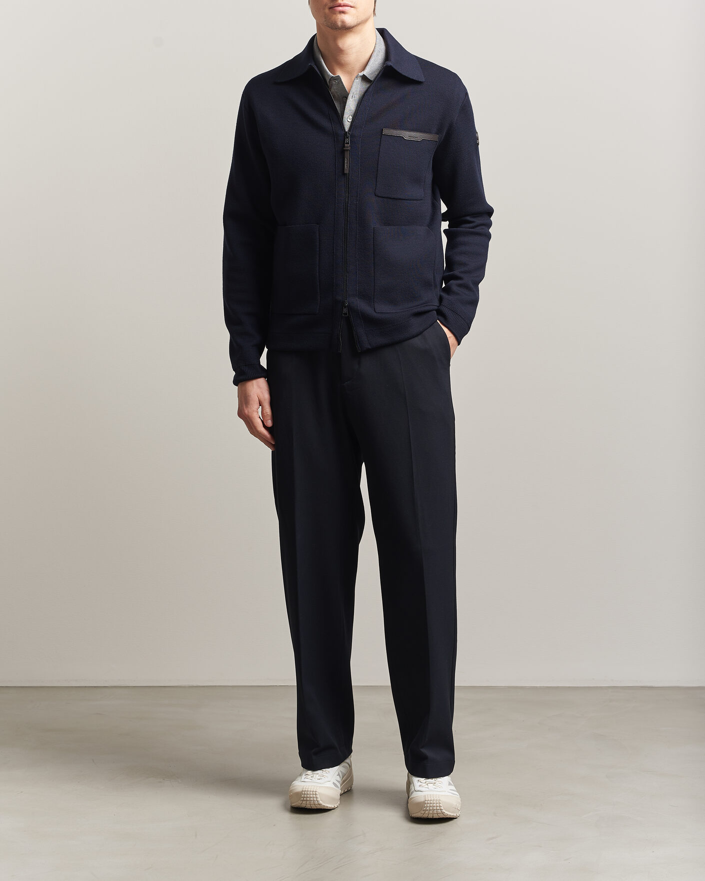 Hombres | Jerséis y prendas de punto | Moncler | Zip Wool Cardigan Navy