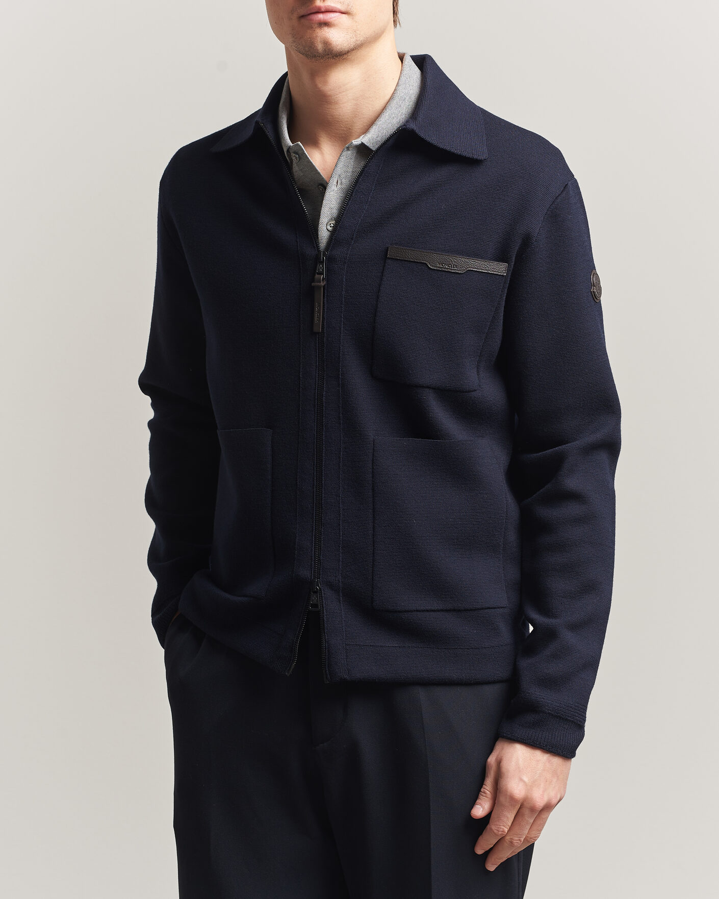 Hombres | Jerséis y prendas de punto | Moncler | Zip Wool Cardigan Navy