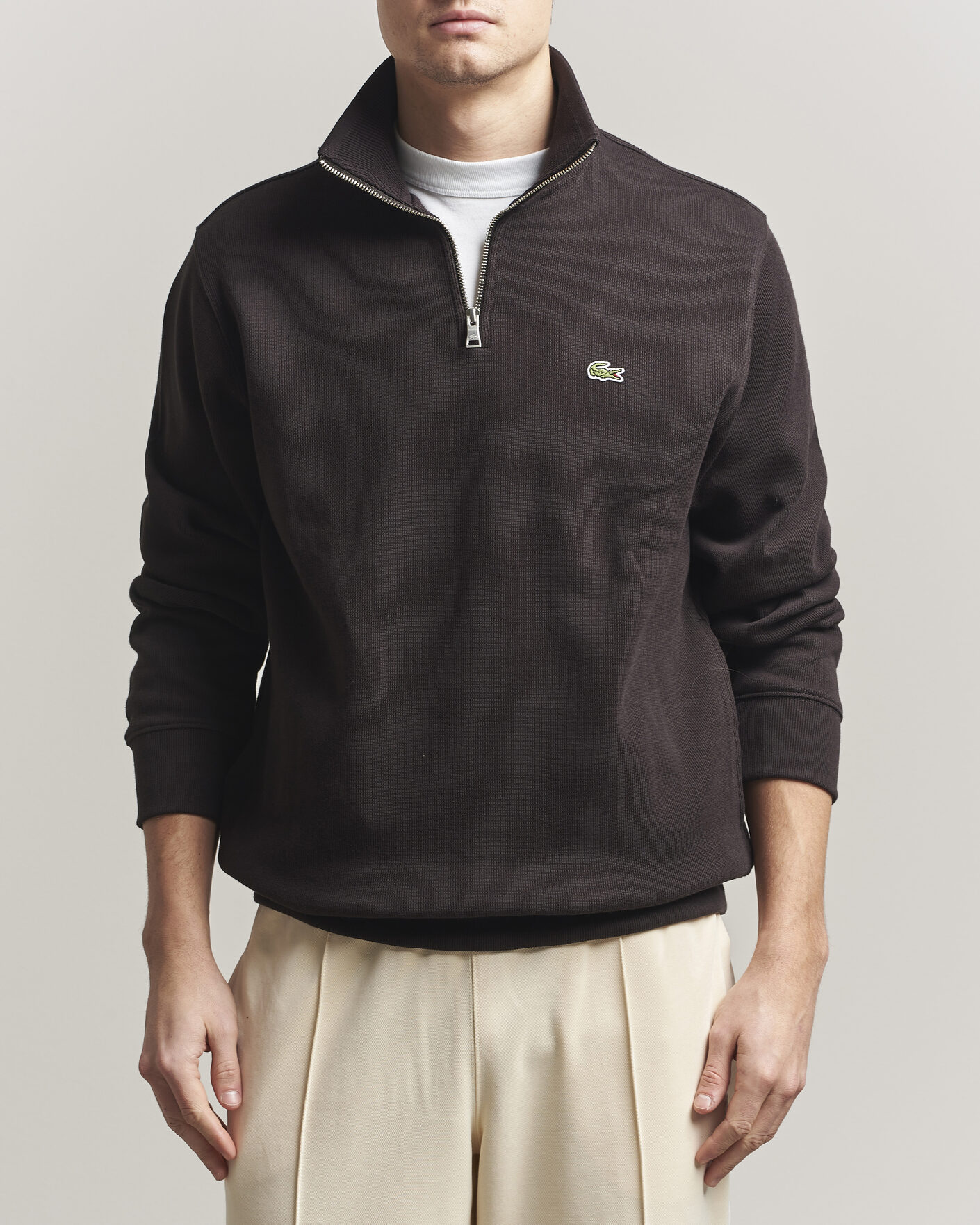 Hombres | Jerséis y prendas de punto | Lacoste | Rib Interlock Half Zip Buffle Brown