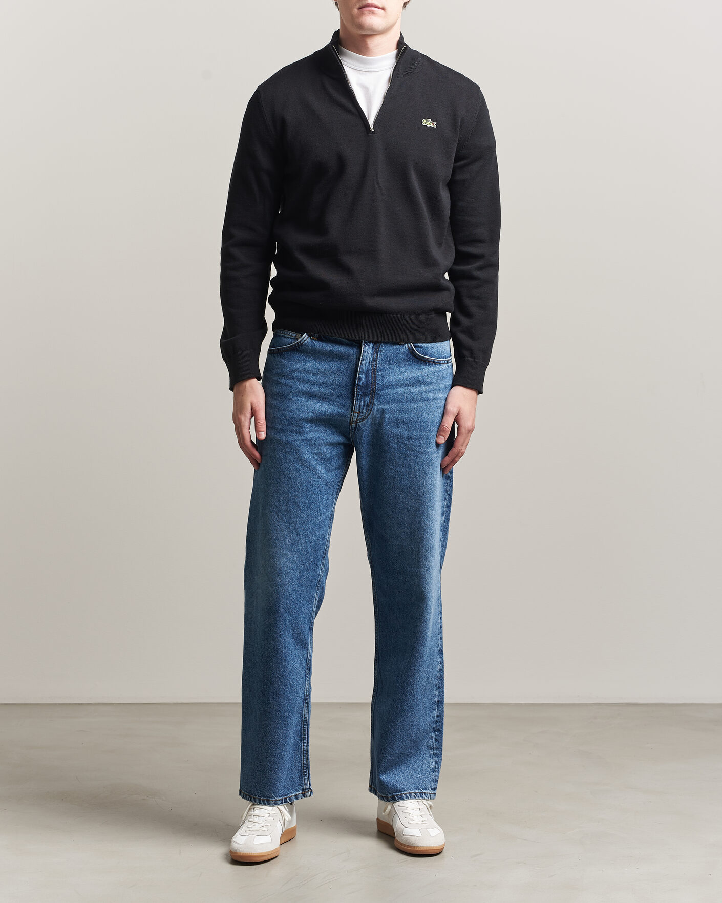 Hombres | Jerséis y prendas de punto | Lacoste | Cotton Knitted Half Zip Black