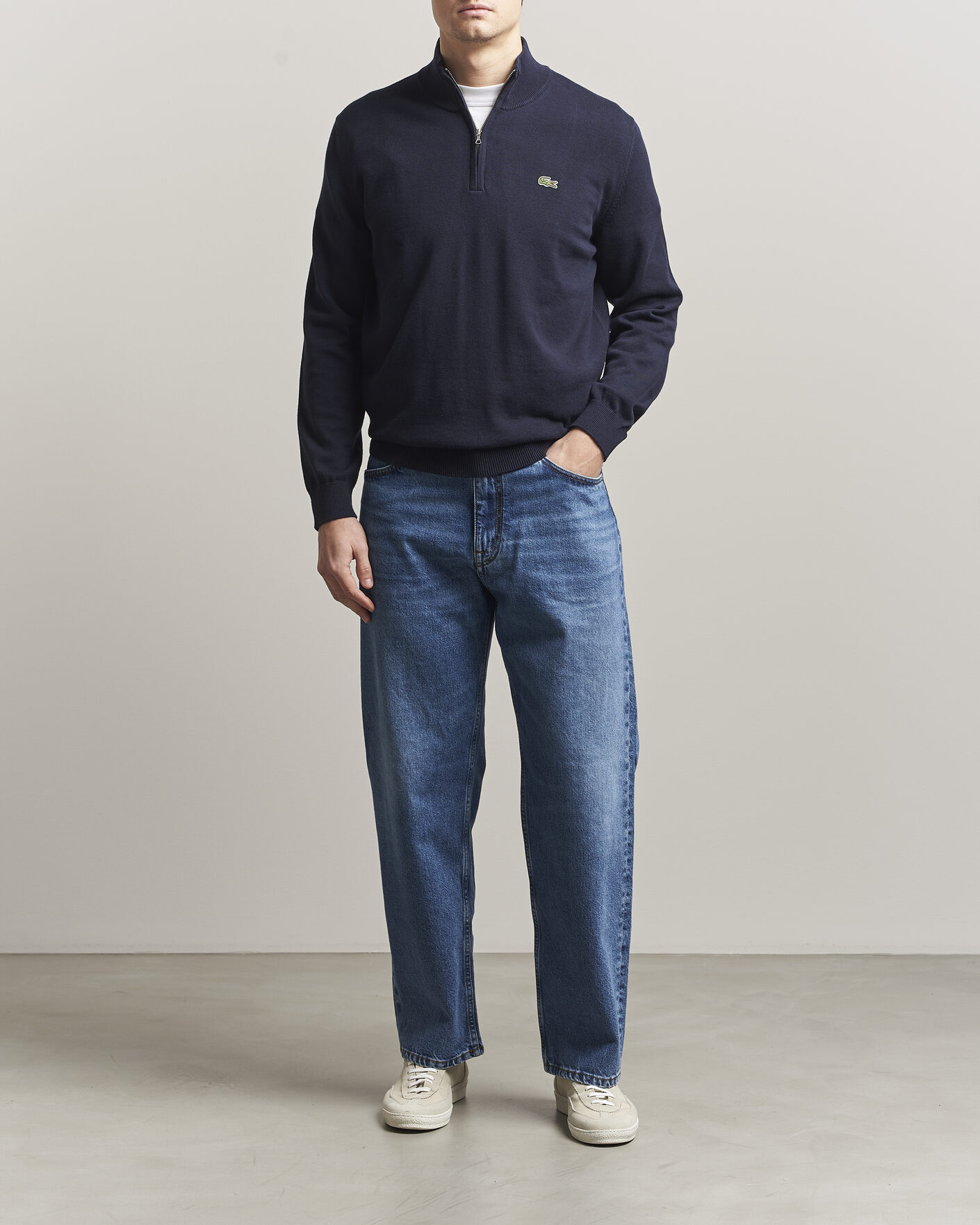 Hombres | Jerséis y prendas de punto | Lacoste | Cotton Knitted Half Zip Navy Blue