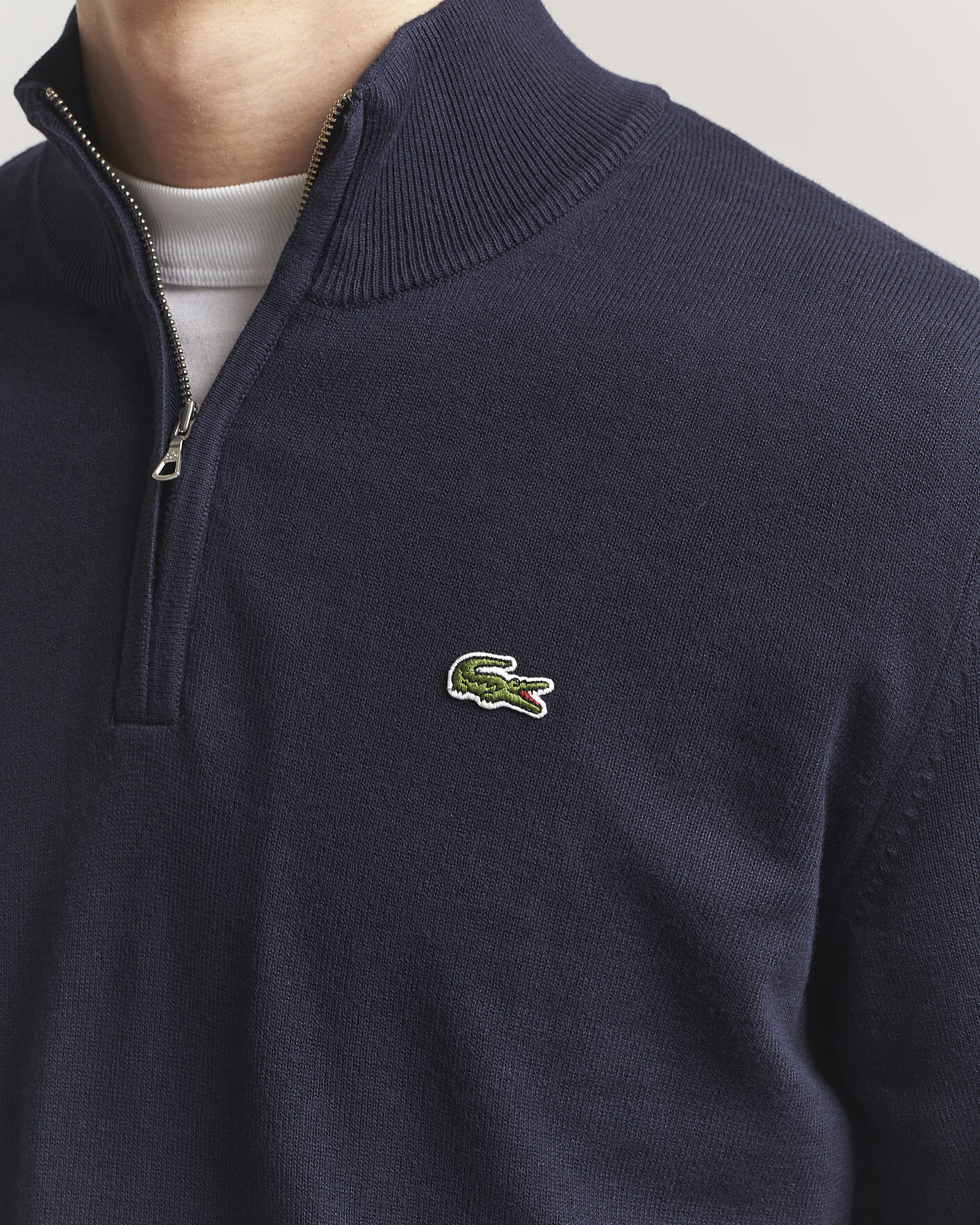 Hombres | Jerséis y prendas de punto | Lacoste | Cotton Knitted Half Zip Navy Blue