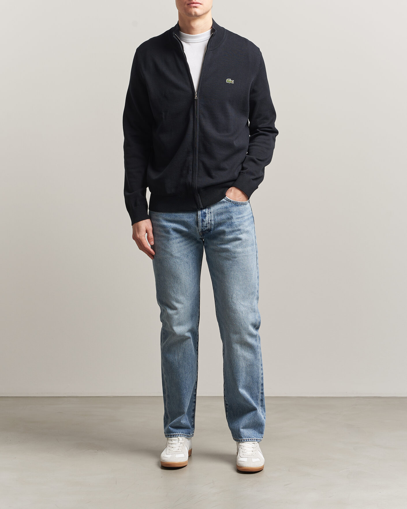 Hombres | Jerséis y prendas de punto | Lacoste | Cotton Knitted Full Zip Black