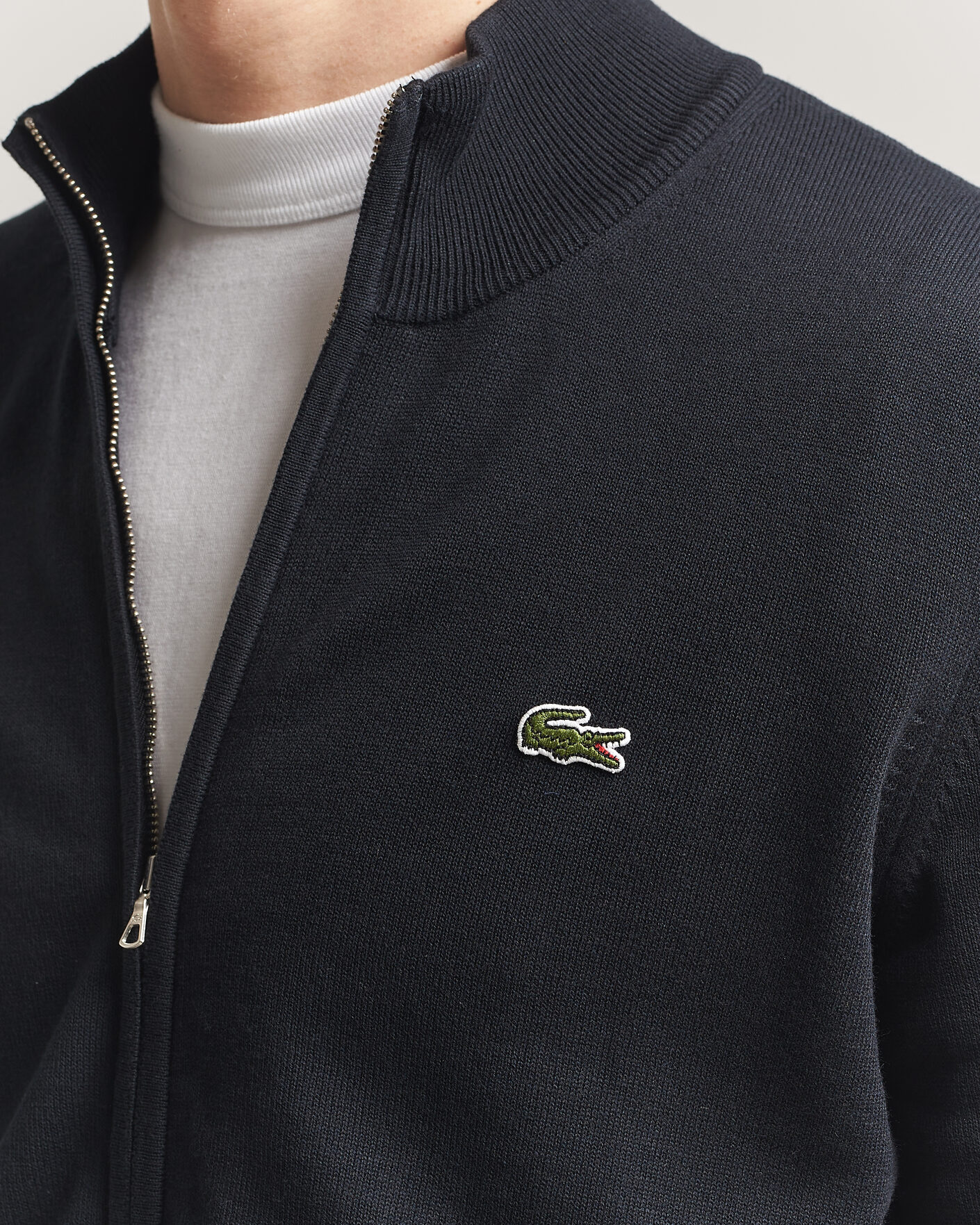 Hombres | Jerséis y prendas de punto | Lacoste | Cotton Knitted Full Zip Black