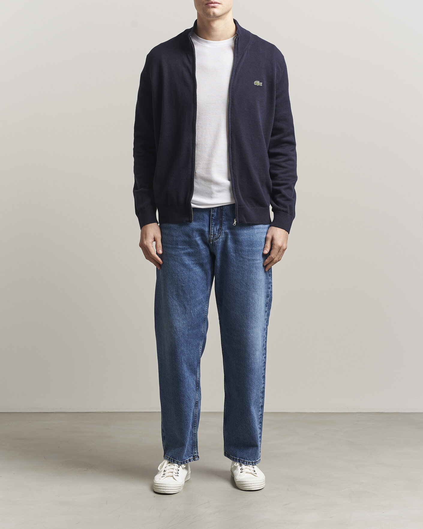 Hombres | Jerséis y prendas de punto | Lacoste | Cotton Knitted Full Zip Navy Blue