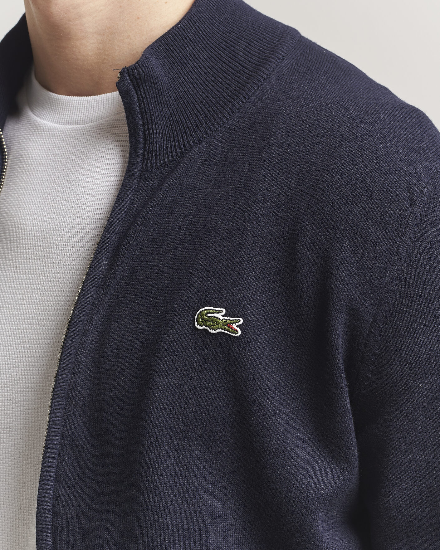 Hombres | Jerséis y prendas de punto | Lacoste | Cotton Knitted Full Zip Navy Blue