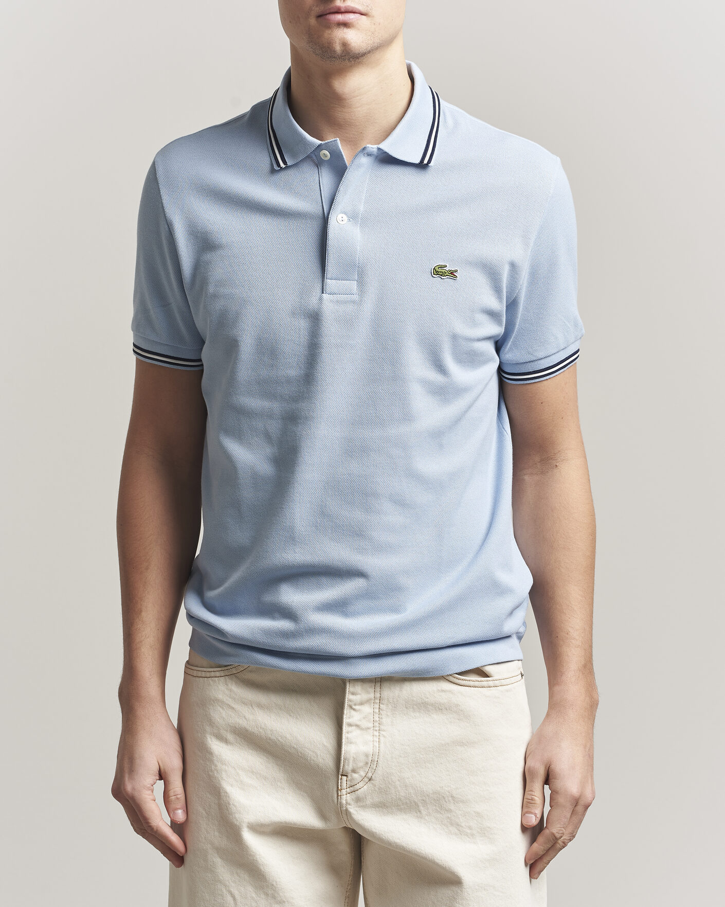 Hombres | Polos | Lacoste | Original Tipped Polo Piké Chambray