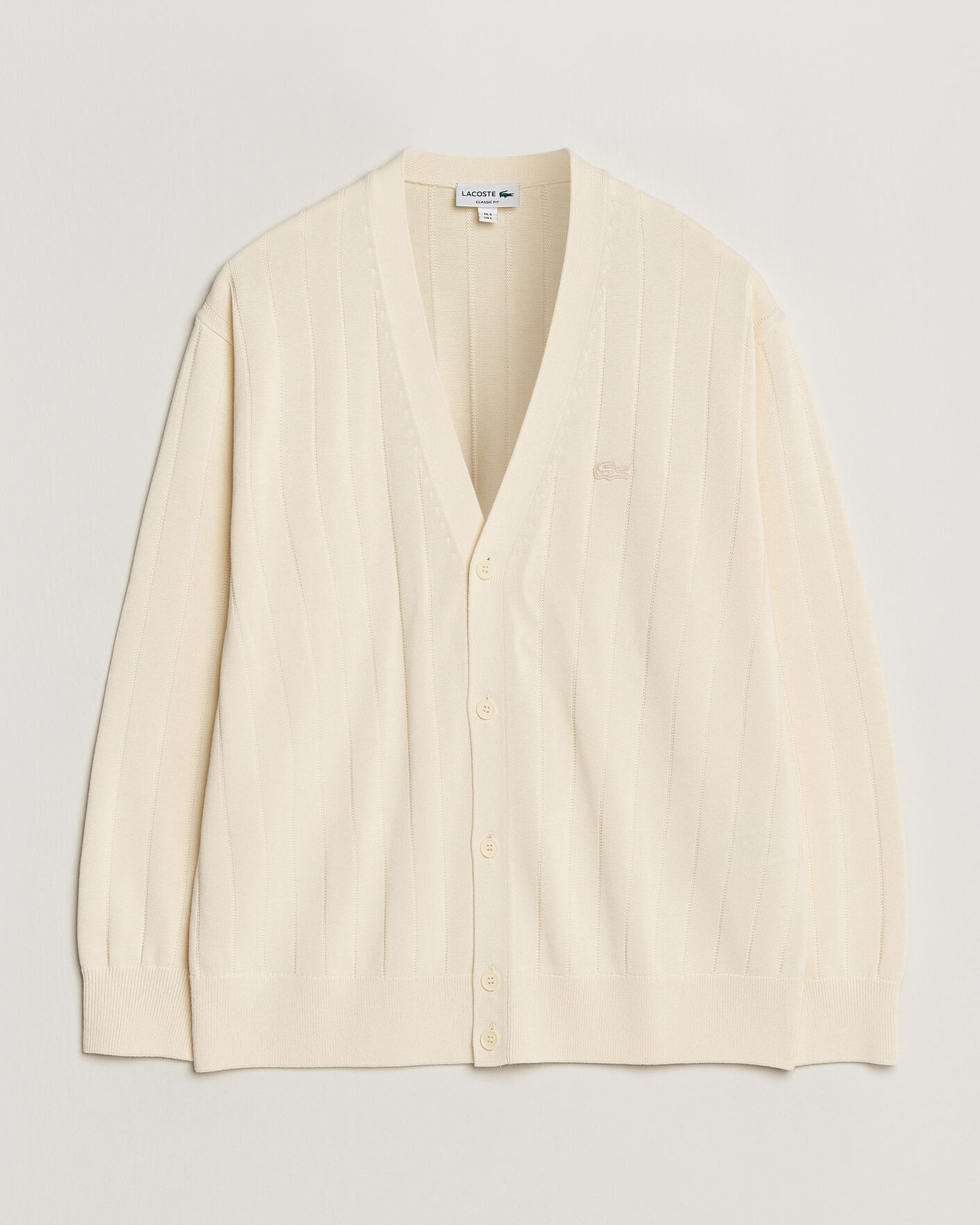 Hombres | Jerséis y prendas de punto | Lacoste | Cotton Structured Knitted Cardigan Naturel Clair