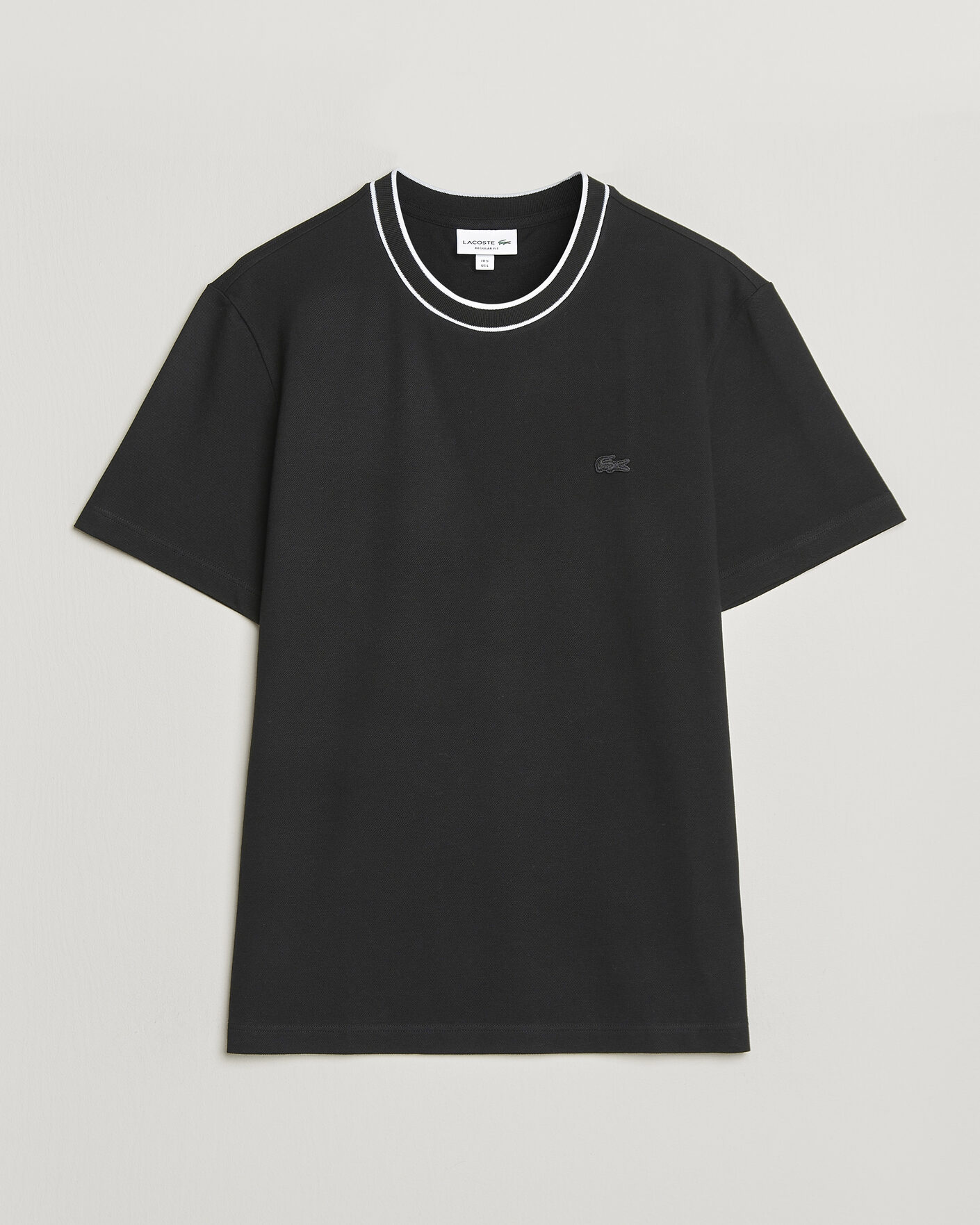 Hombres | Camisetas | Lacoste | Contrast Rib Piqué T-Shirt Black