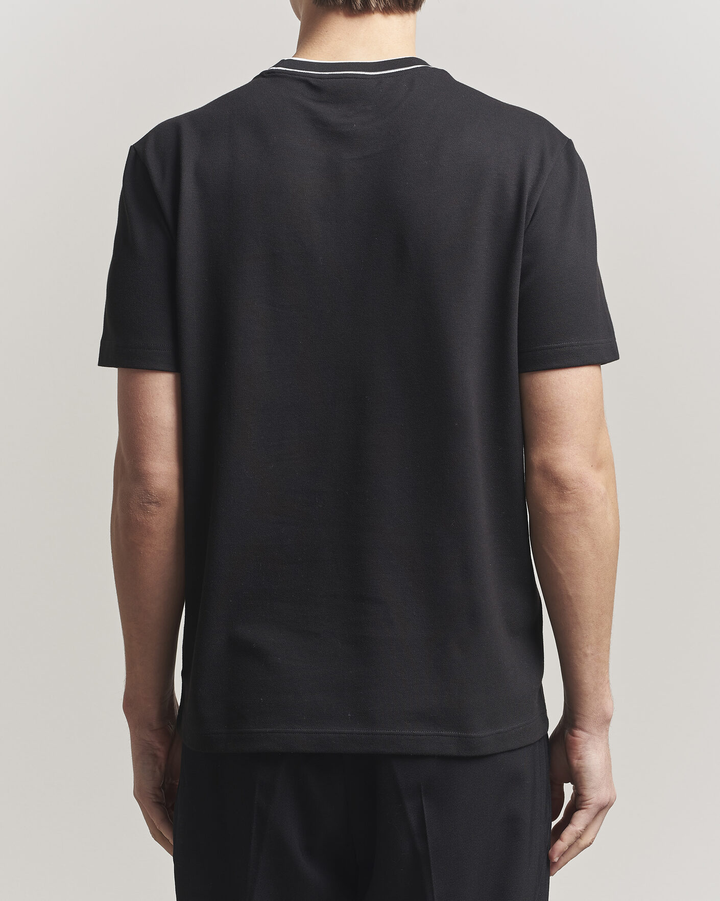 Hombres | Camisetas | Lacoste | Contrast Rib Piqué T-Shirt Black