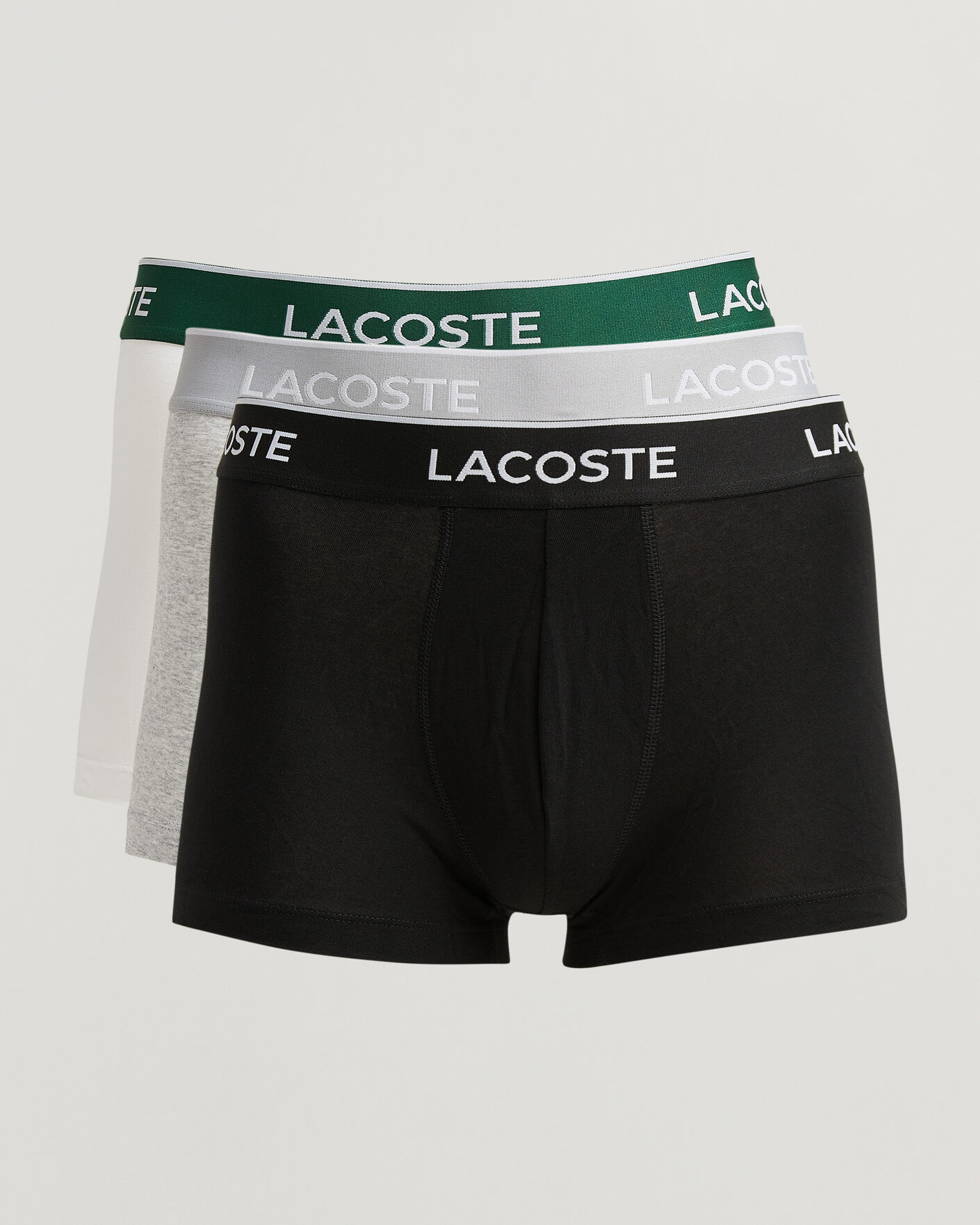 Hombres | Ropa interior y calcetines | Lacoste | 3-Pack Stretch Cotton Trunks Black/White/Grey