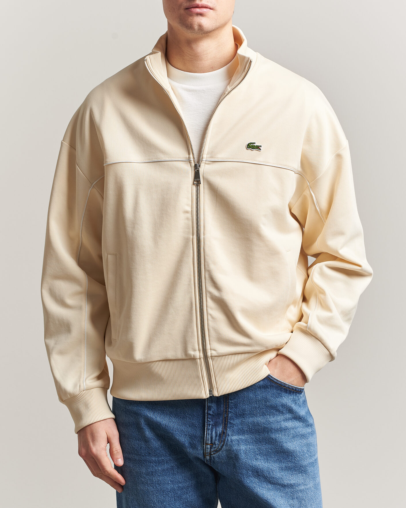 Hombres | Jerséis y prendas de punto | Lacoste | Piqué Track Jacket Naturel Clair
