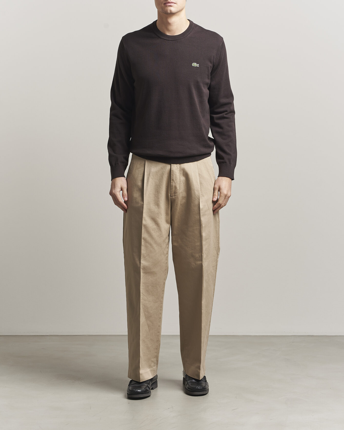 Hombres | Jerséis y prendas de punto | Lacoste | Cotton Knitted Sweater Buffalo Brown