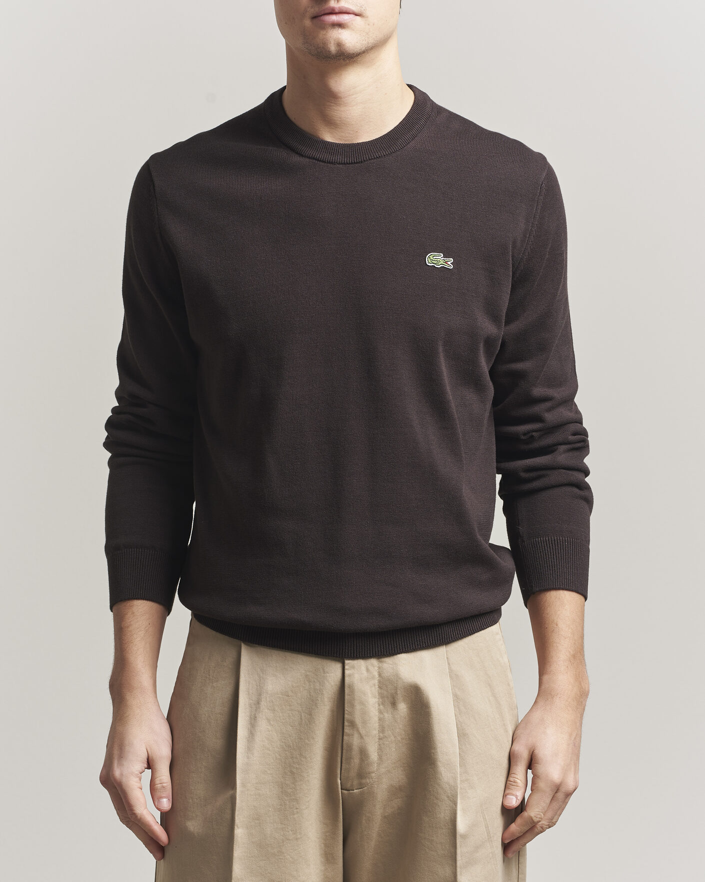 Hombres | Jerséis y prendas de punto | Lacoste | Cotton Knitted Sweater Buffalo Brown