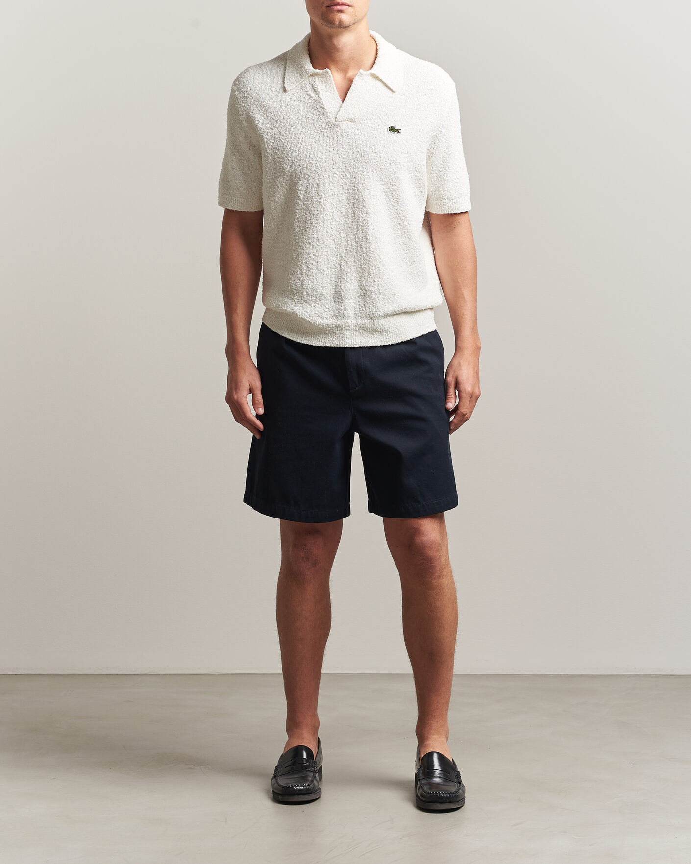 Hombres | Polos | Lacoste | Cotton Bouclé Open Collar Polo Flour